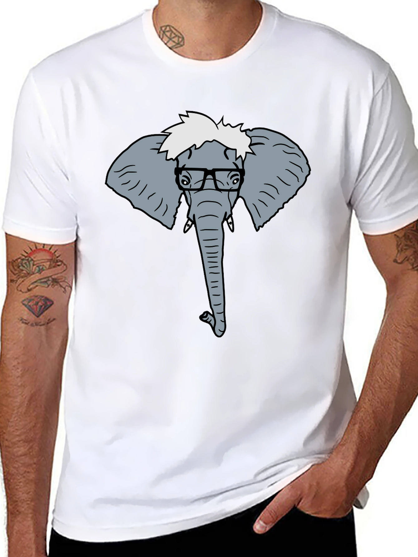 Elephant Nerd T-Shirt - Quirky Graphic Tee