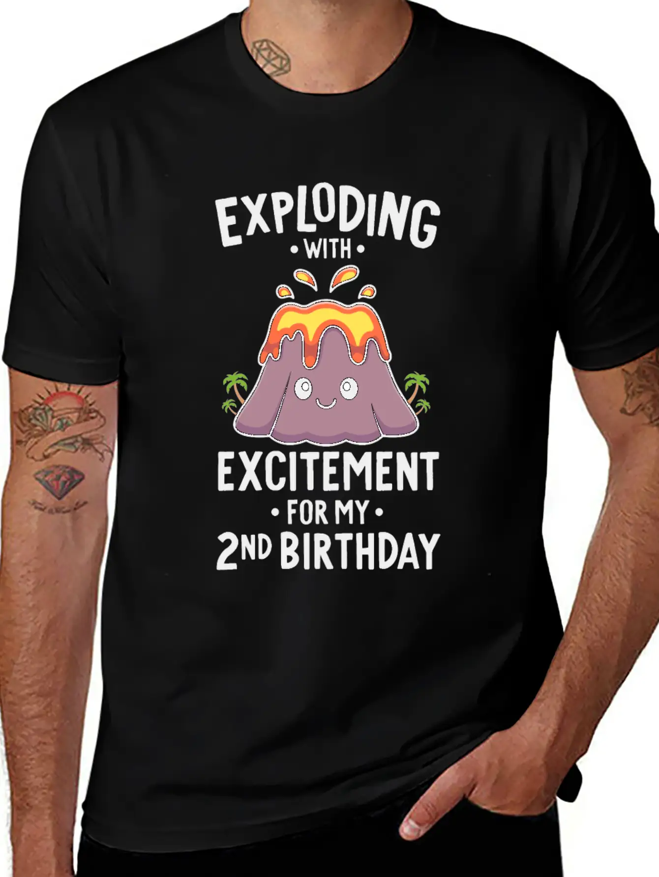Volcano Birthday Party 2nd Birthday 2 Years Old Timeless Short Sleeve Tee – Comfy And Minimalist Design