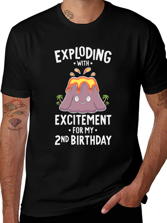 Volcano Birthday Party 2nd Birthday 2 Years Old Timeless Short Sleeve Tee – Comfy And Minimalist Design