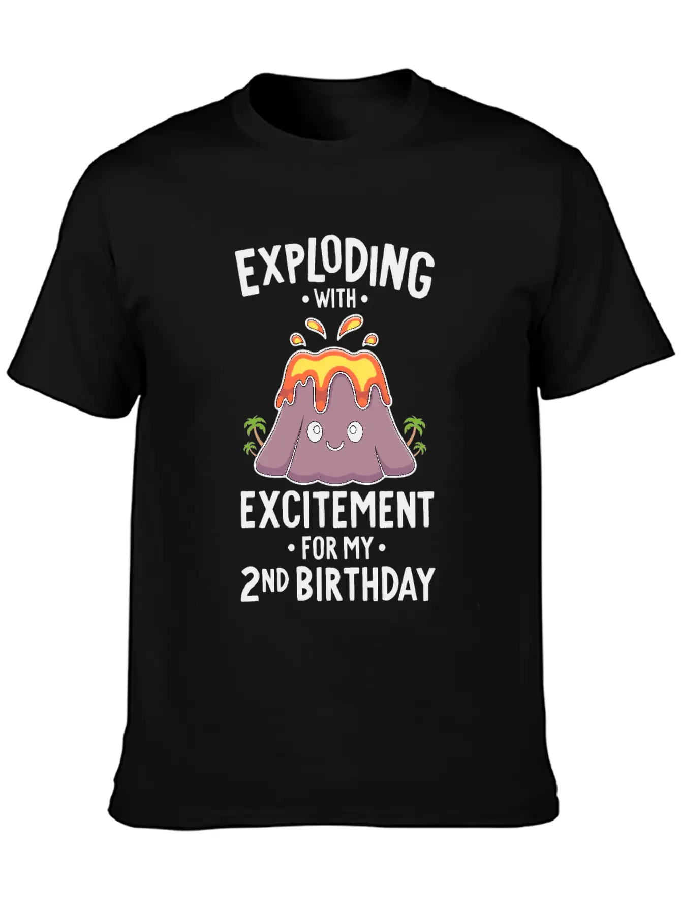 Volcano Birthday Party 2nd Birthday 2 Years Old Timeless Short Sleeve Tee – Comfy And Minimalist Design