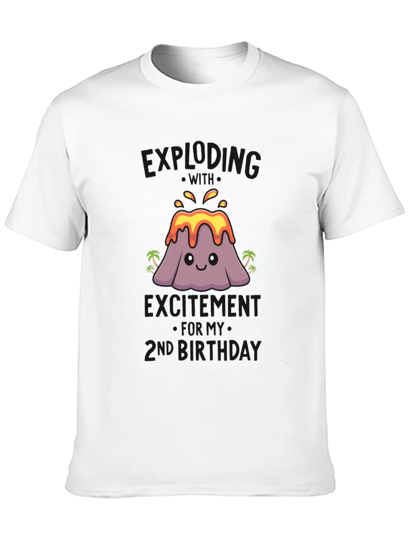 Volcano Birthday Party 2nd Birthday 2 Years Old Timeless Short Sleeve Tee – Comfy And Minimalist Design