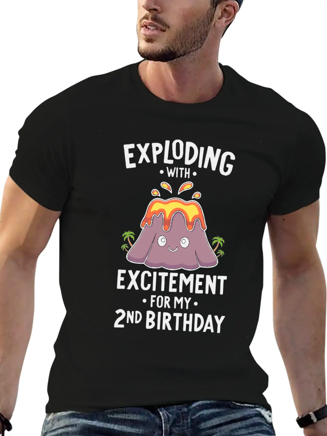 Volcano Birthday Party 2nd Birthday 2 Years Old Timeless Short Sleeve Tee – Comfy And Minimalist Design