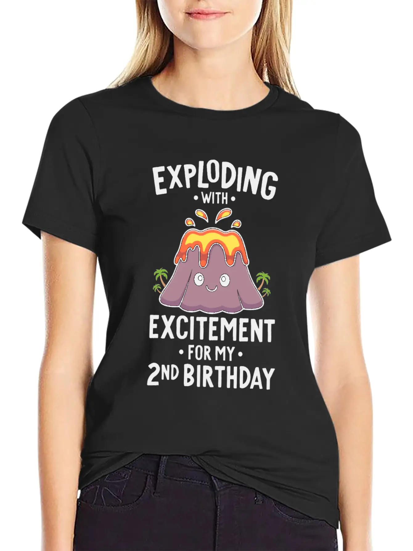 Volcano Birthday Party 2nd Birthday 2 Years Old Timeless Short Sleeve Tee – Comfy And Minimalist Design