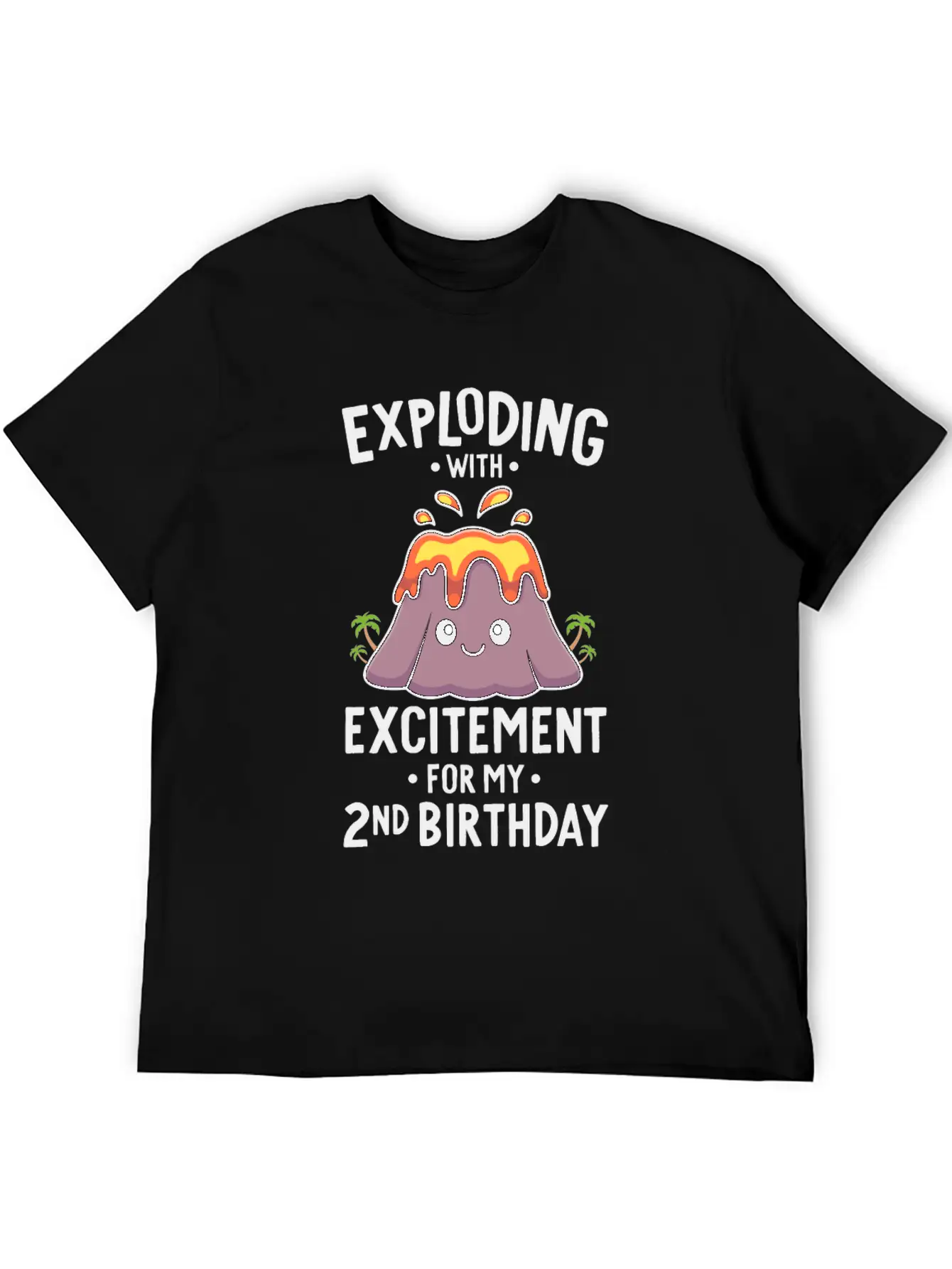 Volcano Birthday Party 2nd Birthday 2 Years Old Timeless Short Sleeve Tee – Comfy And Minimalist Design
