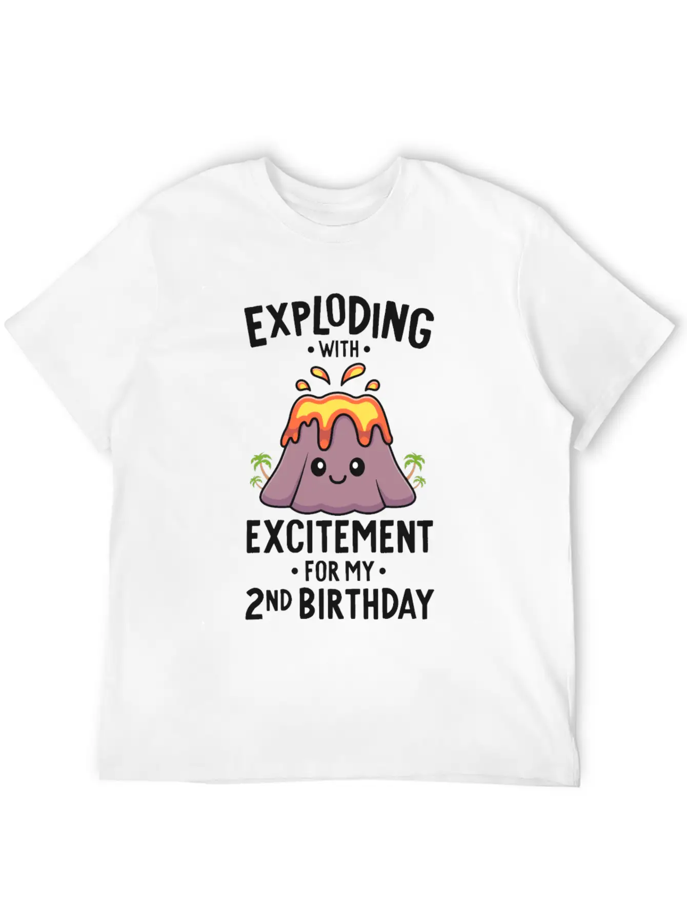 Volcano Birthday Party 2nd Birthday 2 Years Old Timeless Short Sleeve Tee – Comfy And Minimalist Design