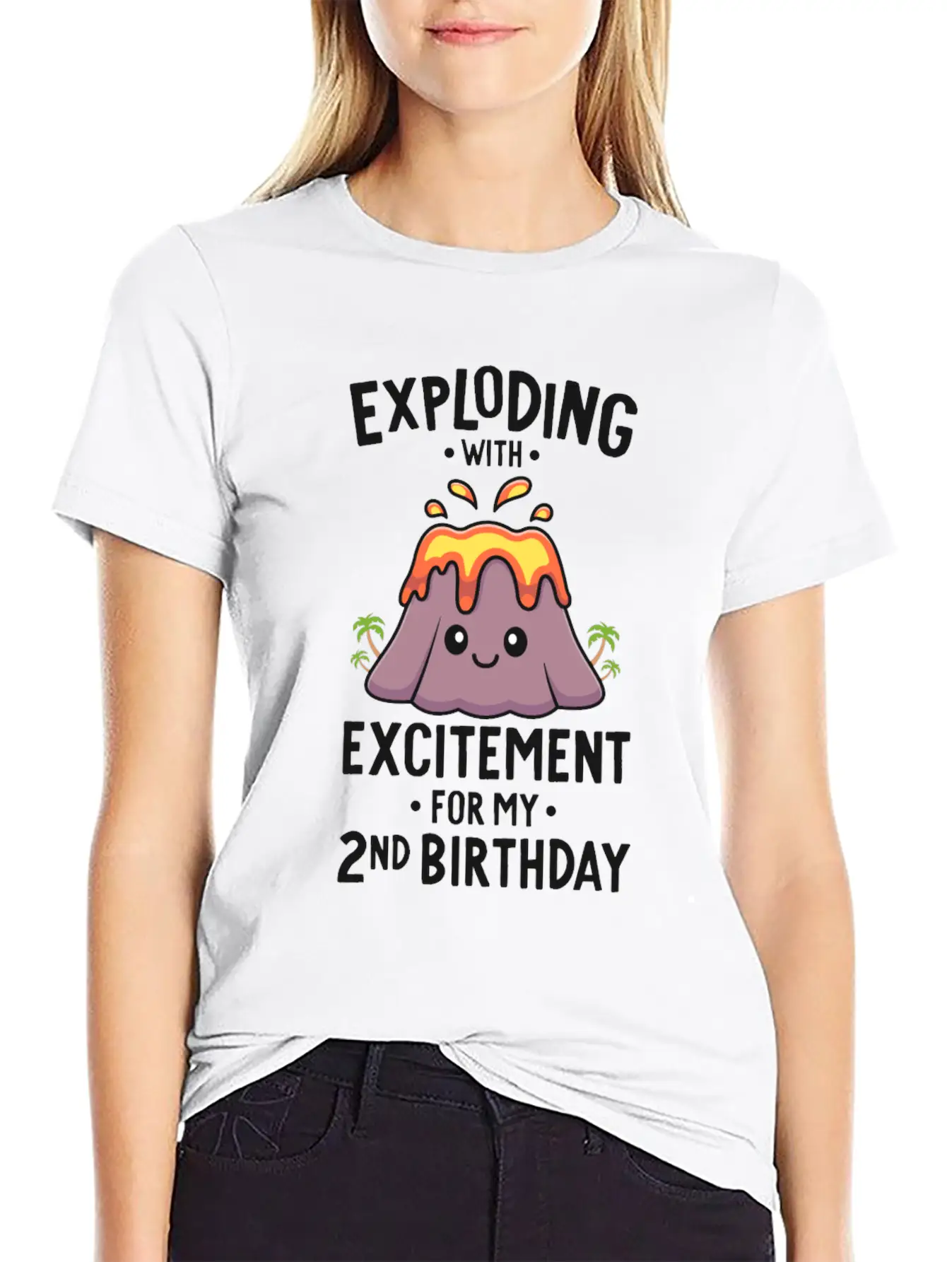 Volcano Birthday Party 2nd Birthday 2 Years Old Timeless Short Sleeve Tee – Comfy And Minimalist Design