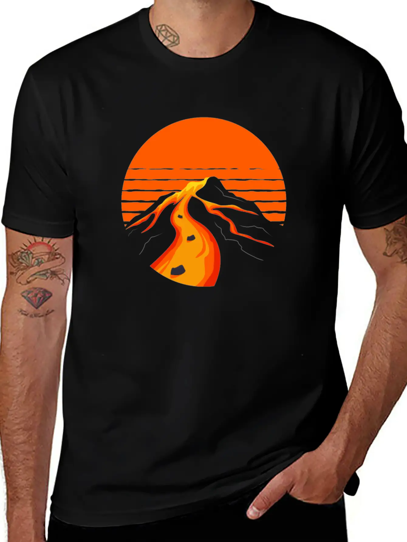 Volcano Geology Nature Illustration Motif Timeless Short Sleeve Tee – Comfy And Minimalist Design