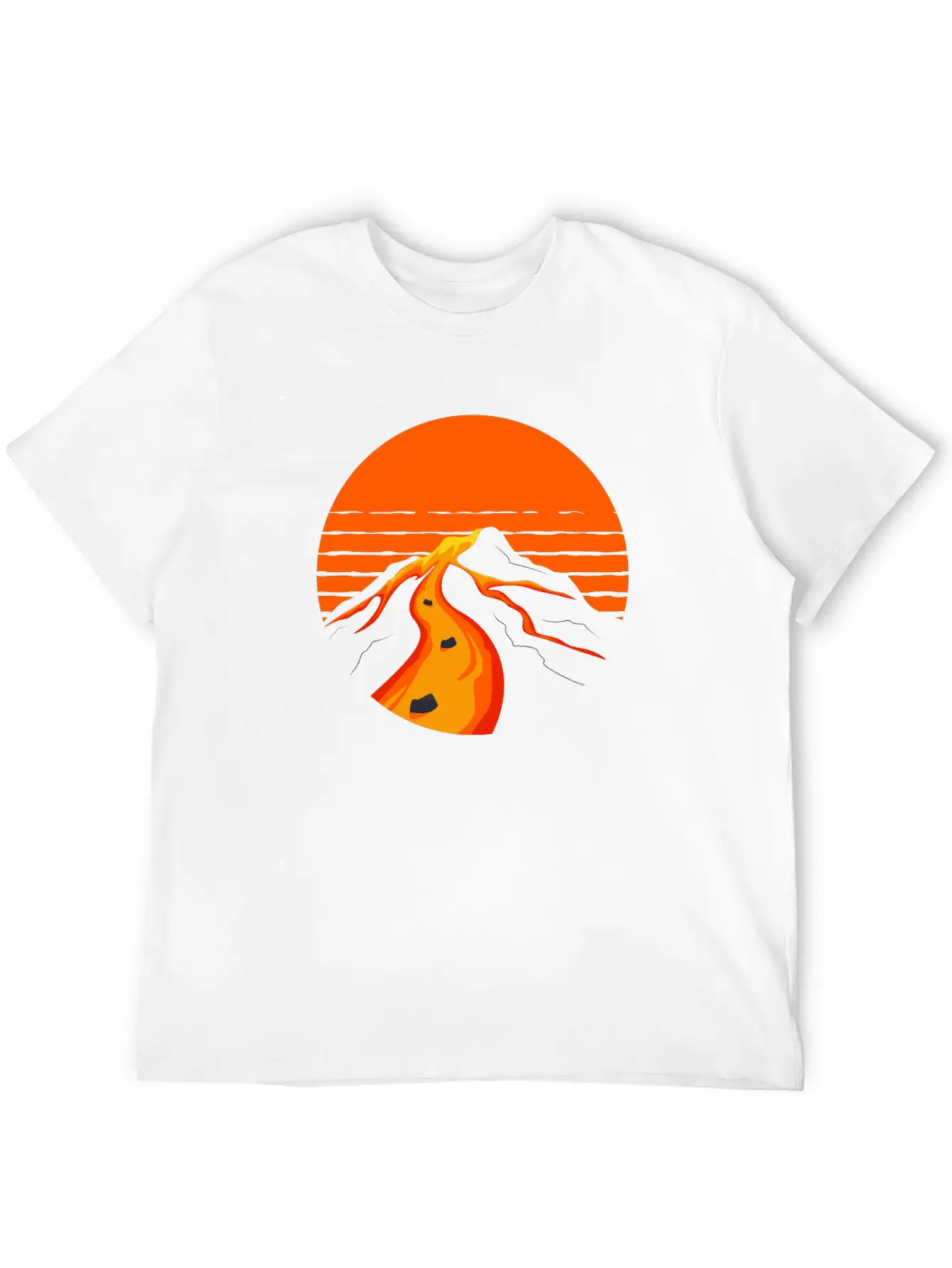Volcano Geology Nature Illustration Motif Timeless Short Sleeve Tee – Comfy And Minimalist Design