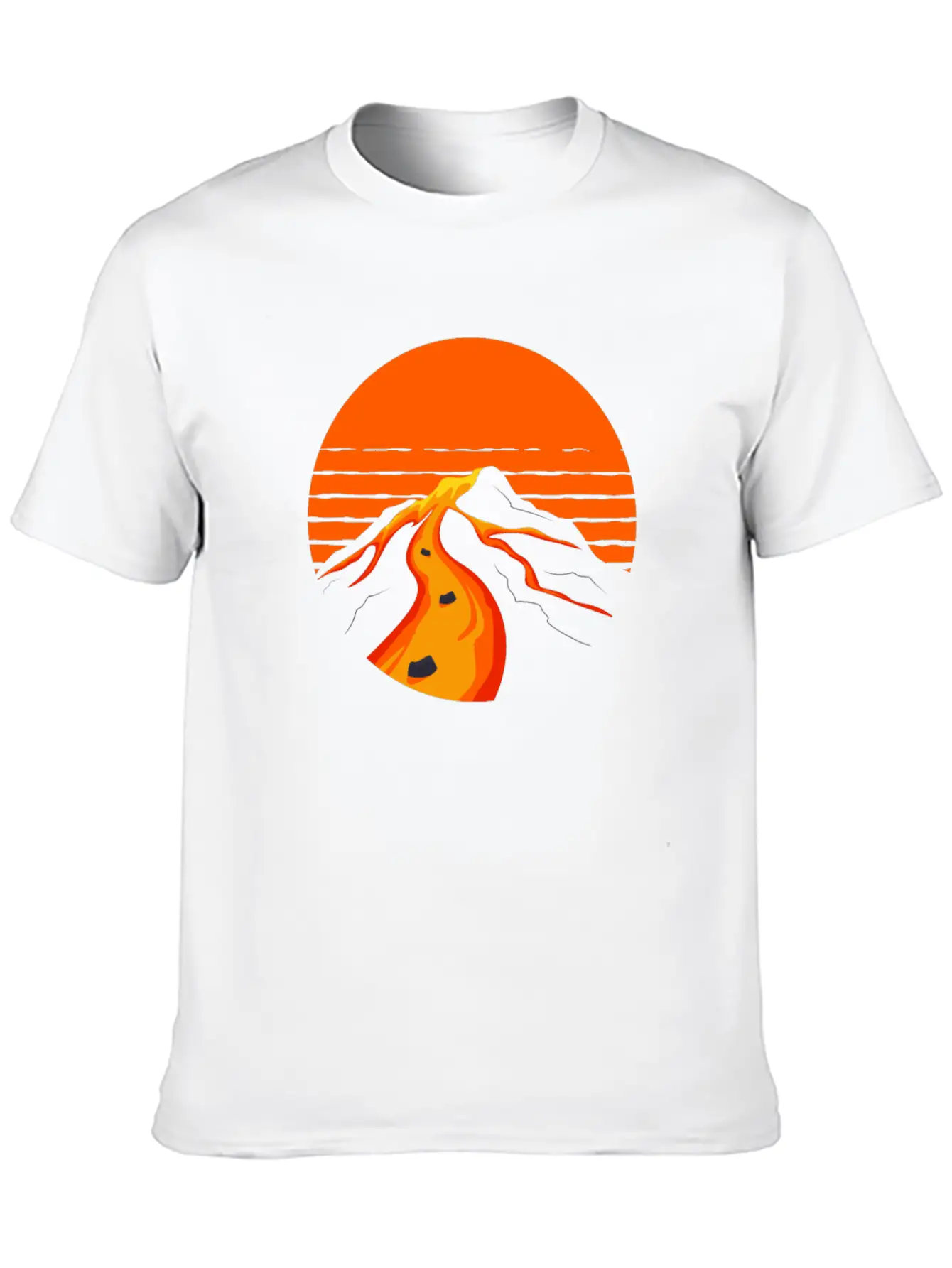 Volcano Geology Nature Illustration Motif Timeless Short Sleeve Tee – Comfy And Minimalist Design