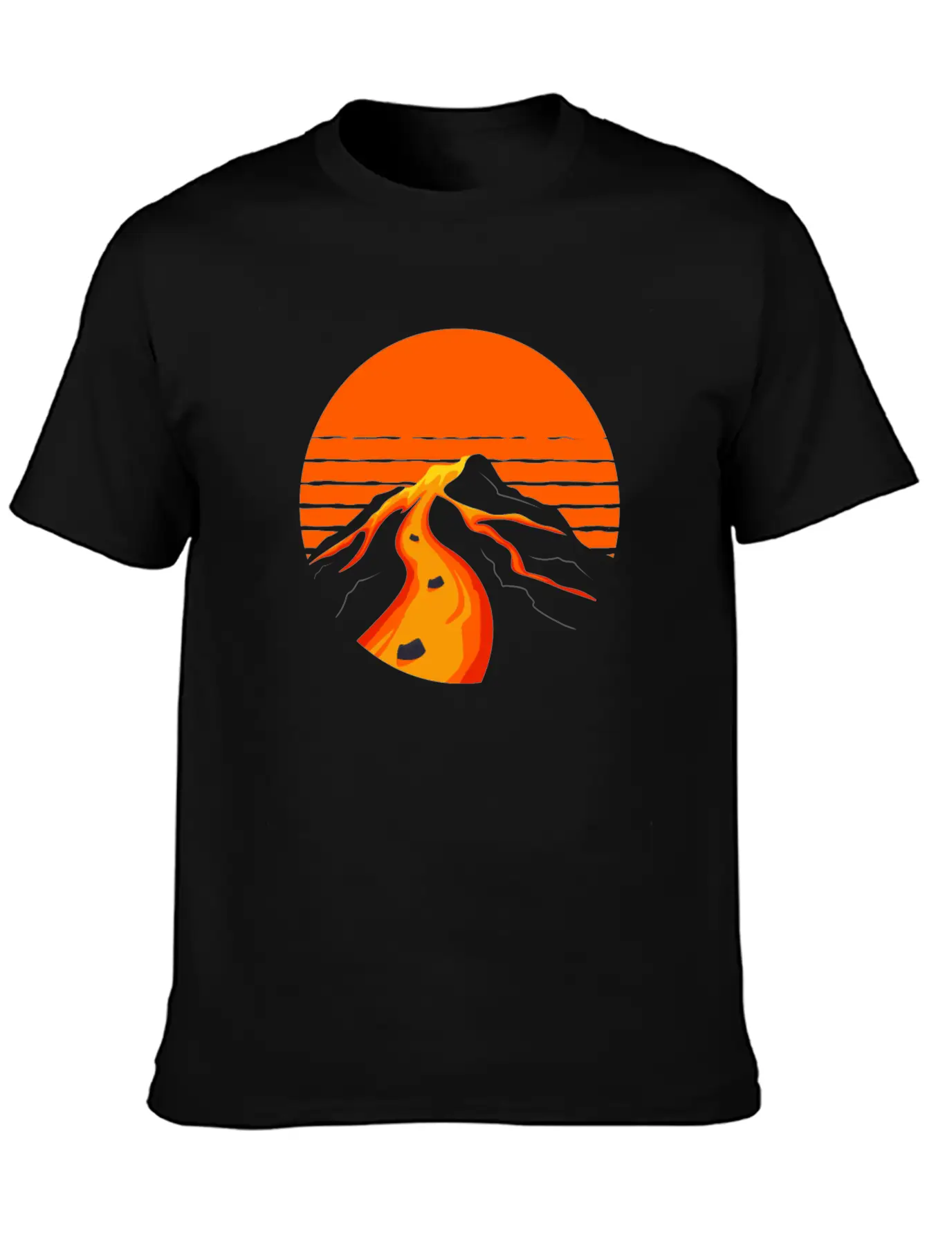 Volcano Geology Nature Illustration Motif Timeless Short Sleeve Tee – Comfy And Minimalist Design