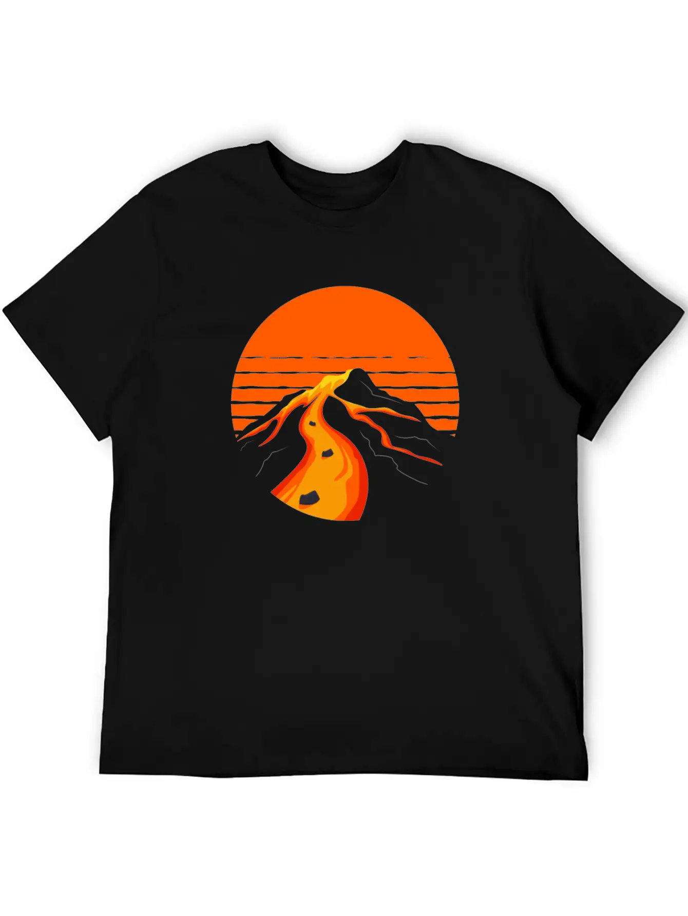 Volcano Geology Nature Illustration Motif Timeless Short Sleeve Tee – Comfy And Minimalist Design