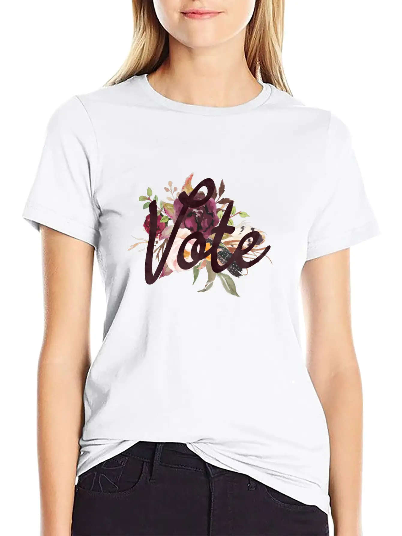 Vote Floral Basic Graphic T-Shirt – Daily Comfort In Soft Cotton