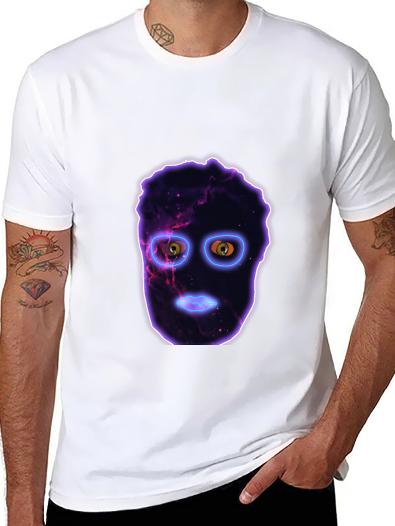 Cosmic Face Black T-Shirt - Unique Graphic Tee