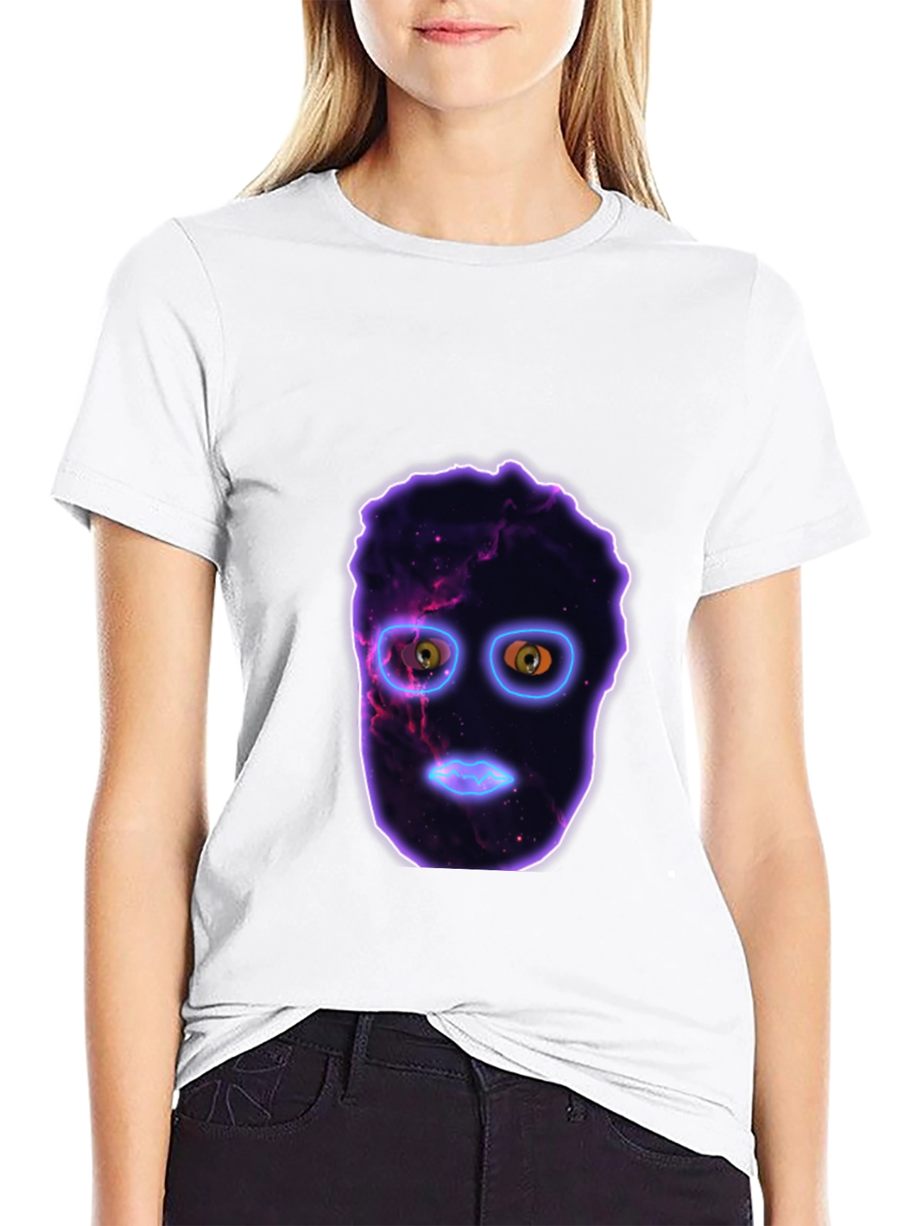 Cosmic Face Black T-Shirt - Unique Graphic Tee