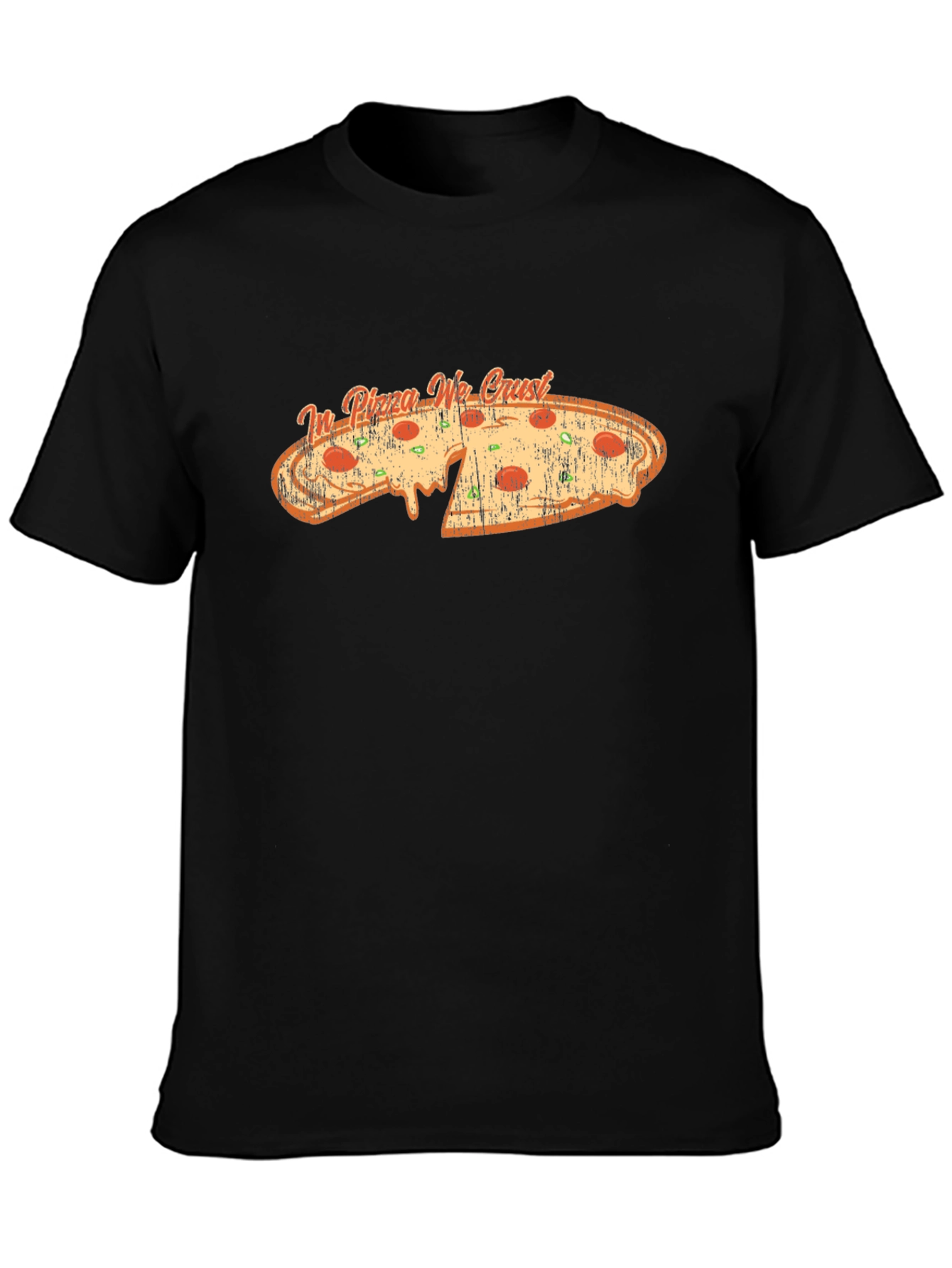 In Pizza We Crust Black Graphic Tee