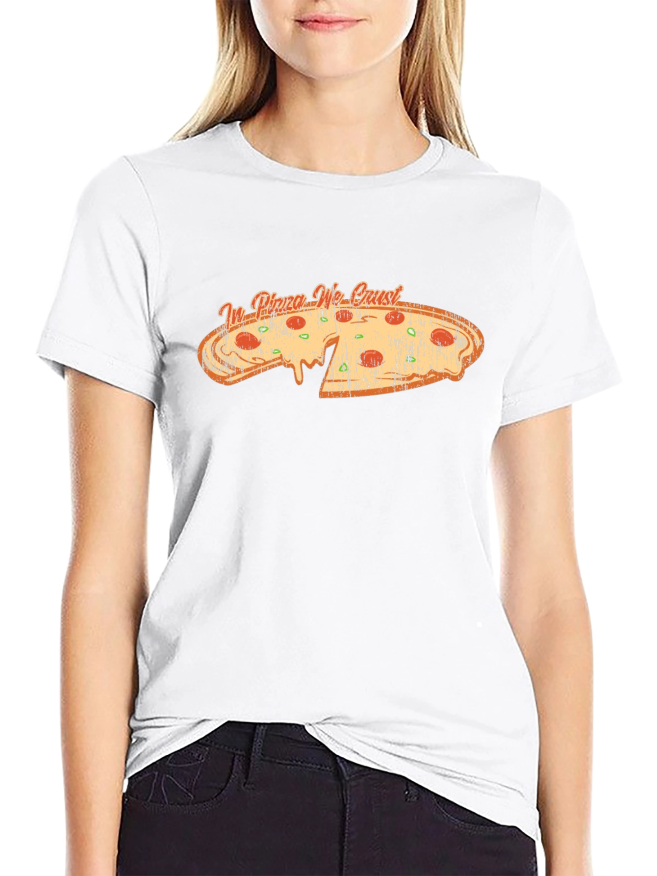 In Pizza We Crust Black Graphic Tee