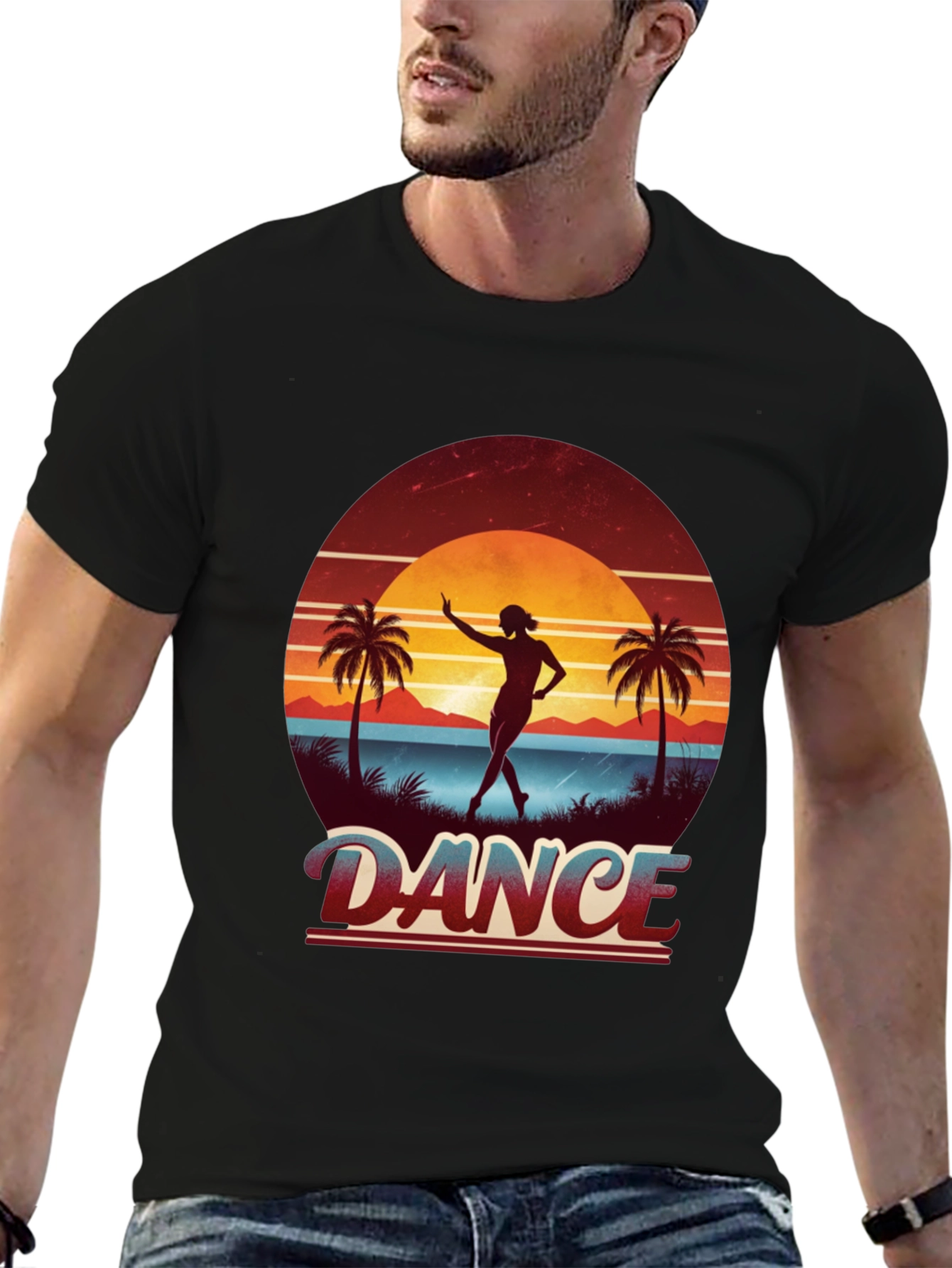 Dance Retro Sunset Black T-Shirt