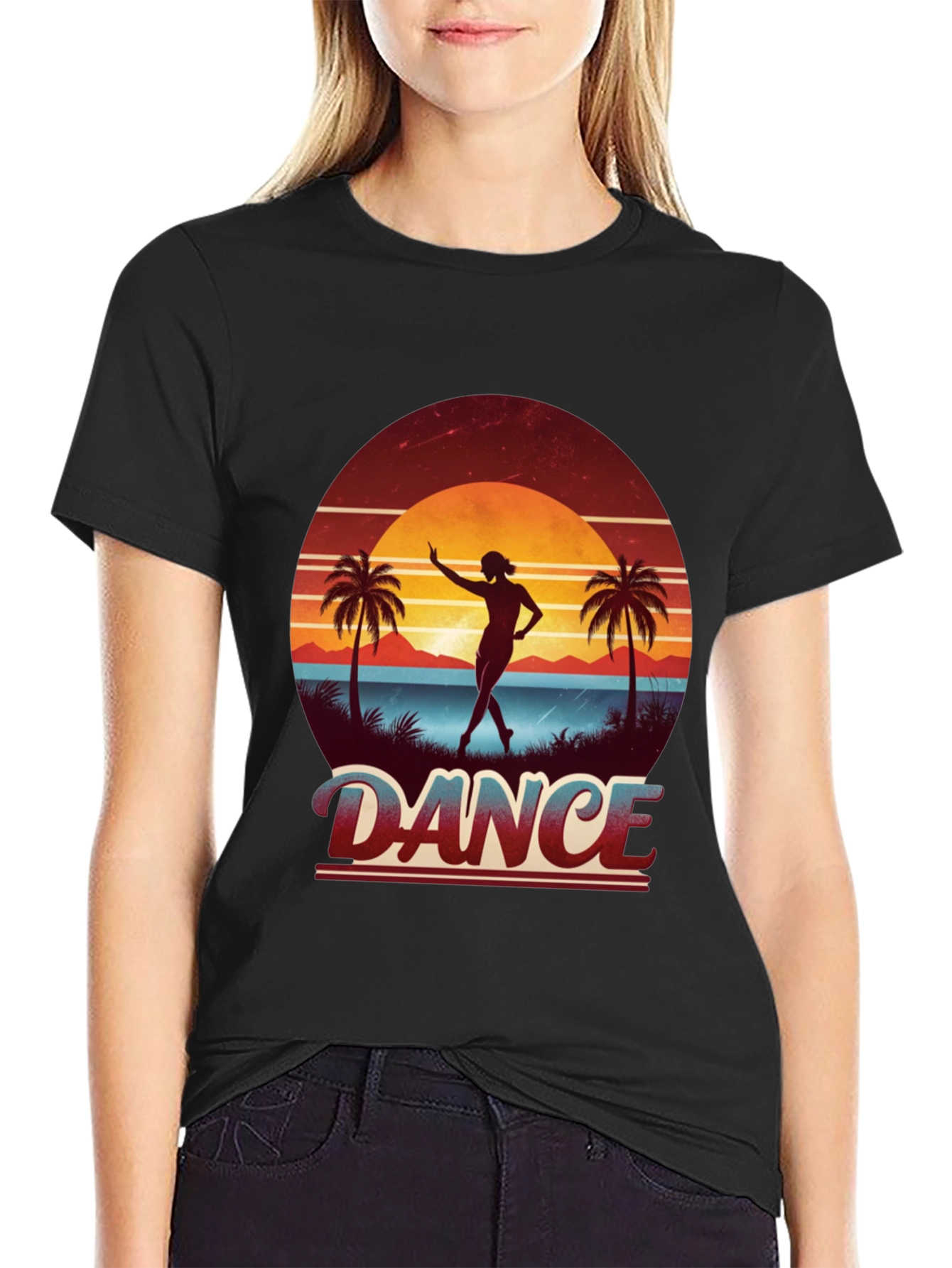 Dance Retro Sunset Black T-Shirt
