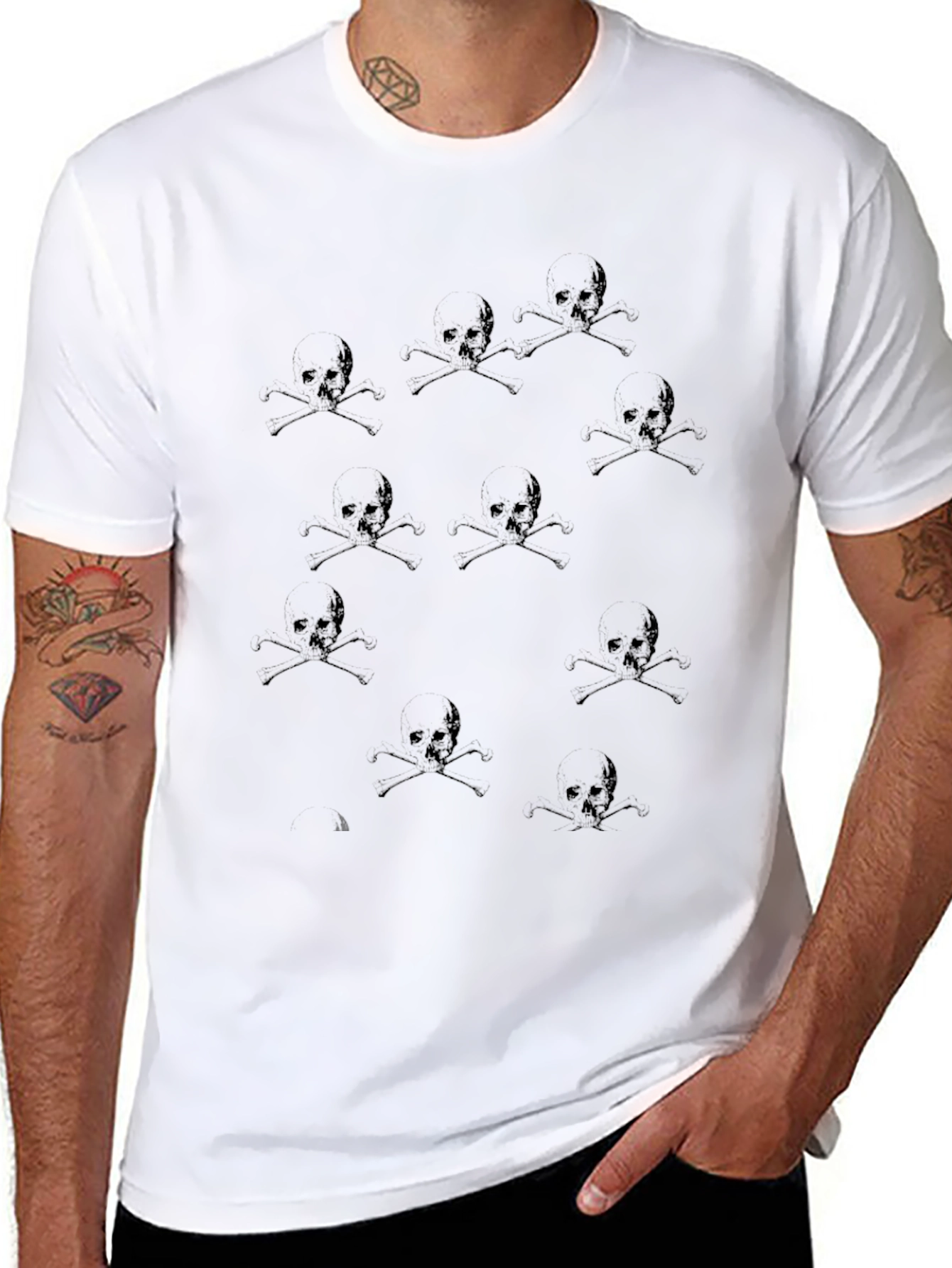 Skull & Crossbones Print Black T-Shirt