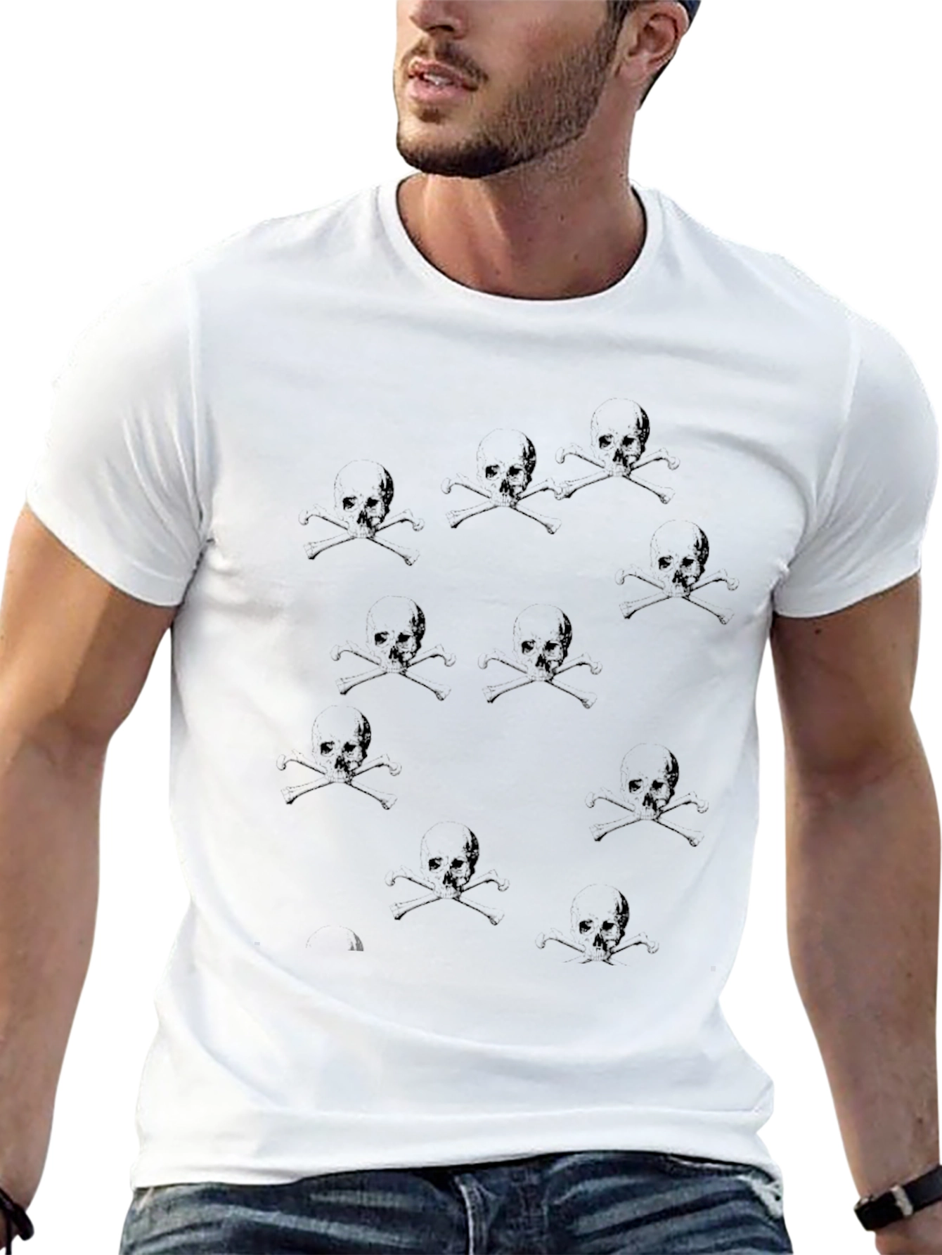 Skull & Crossbones Print Black T-Shirt