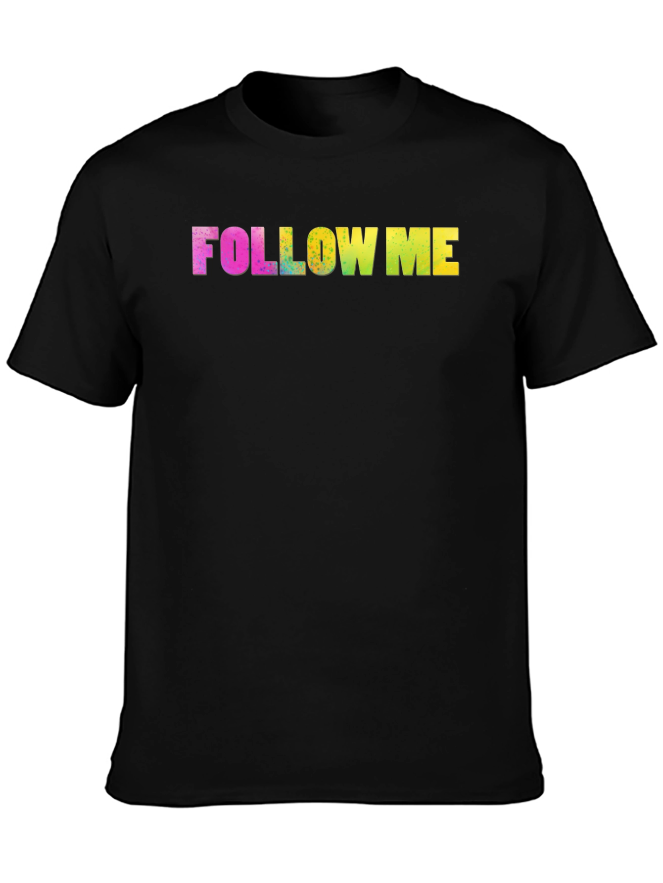 Follow Me Rainbow Text Black Tee