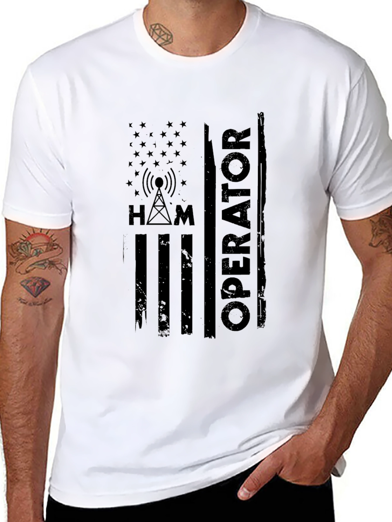 Ham Radio Operator American Flag Style T-Shirt