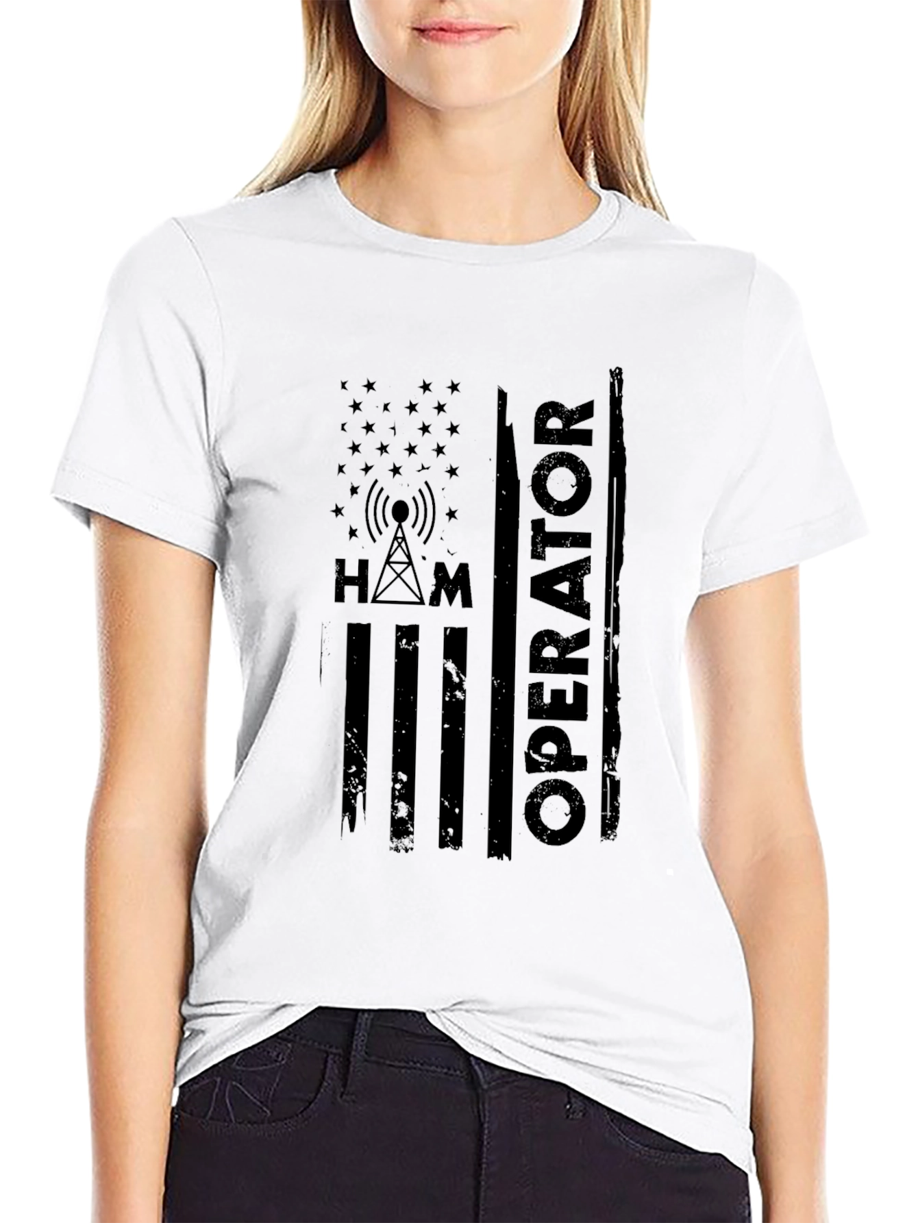 Ham Radio Operator American Flag Style T-Shirt