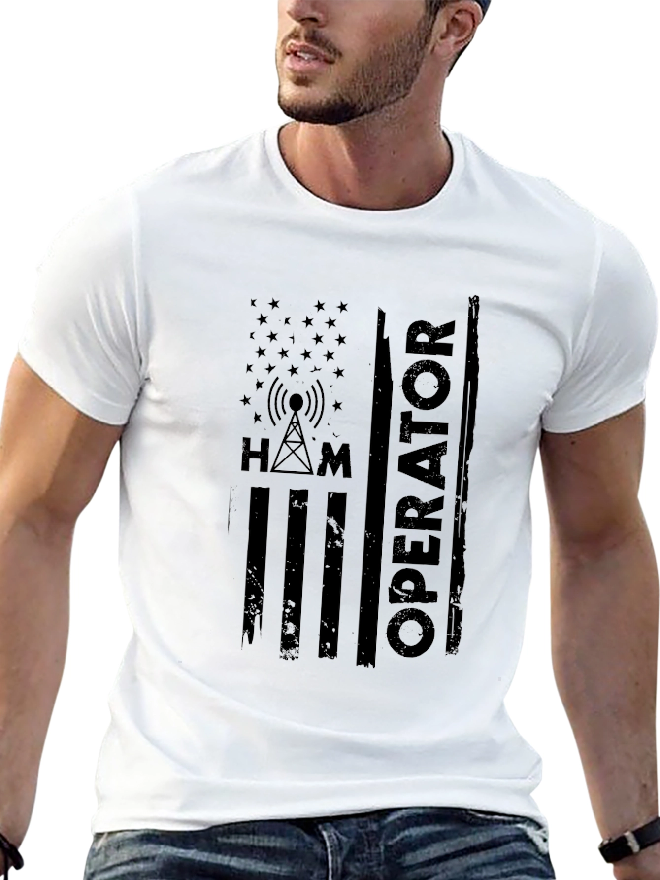 Ham Radio Operator American Flag Style T-Shirt