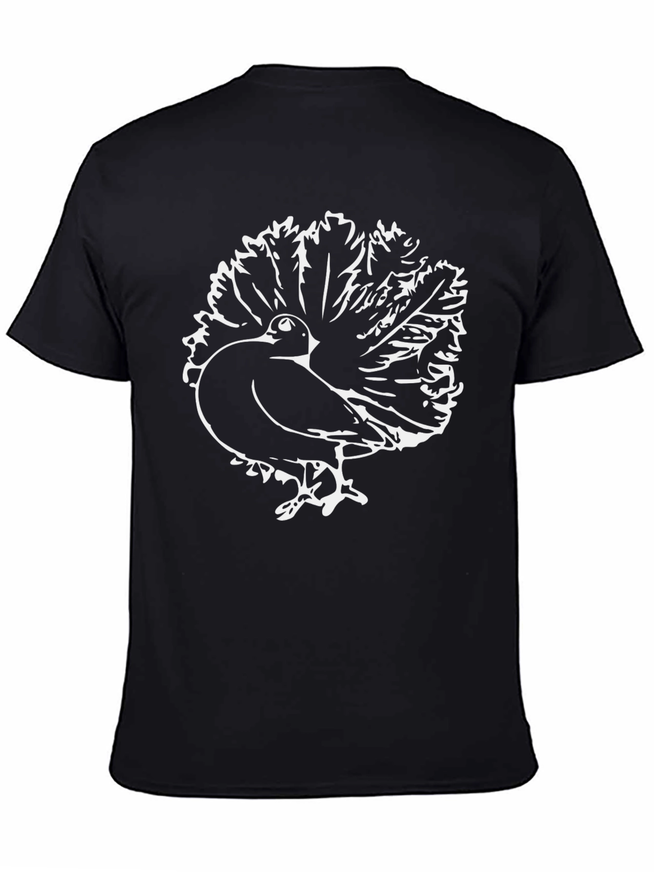Black T-Shirt with Peacock Graphic