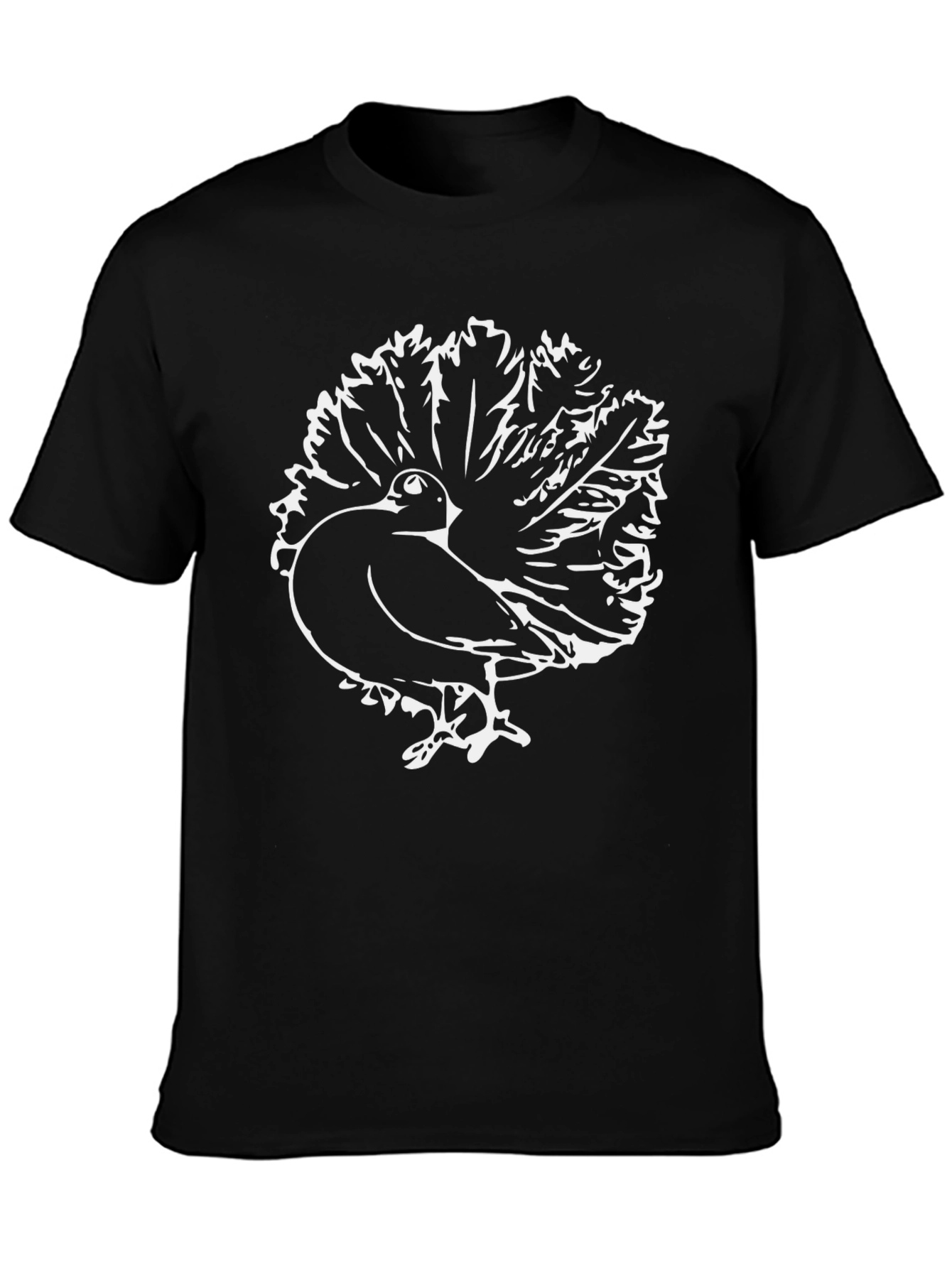 Black T-Shirt with Peacock Graphic