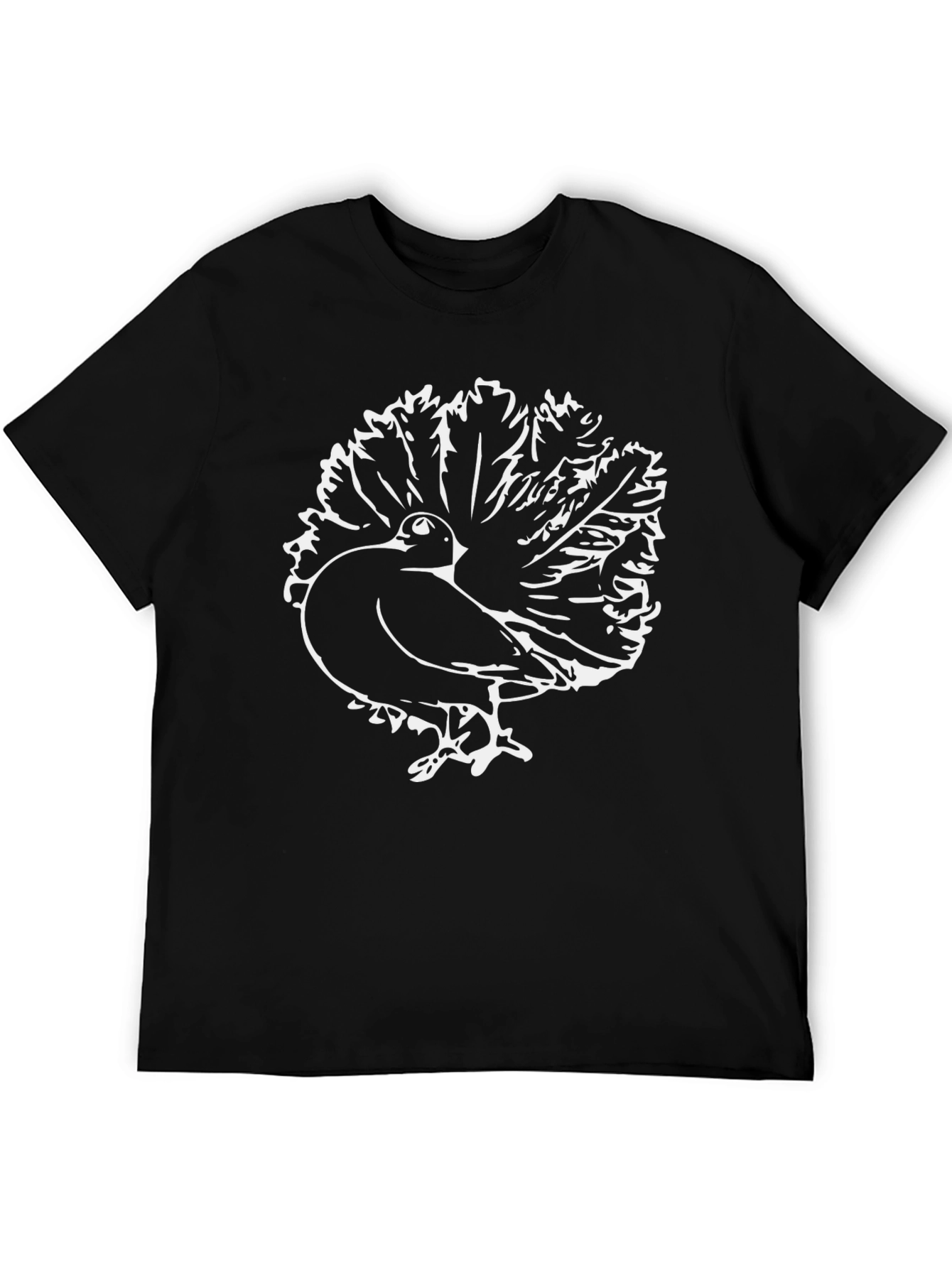 Black T-Shirt with Peacock Graphic