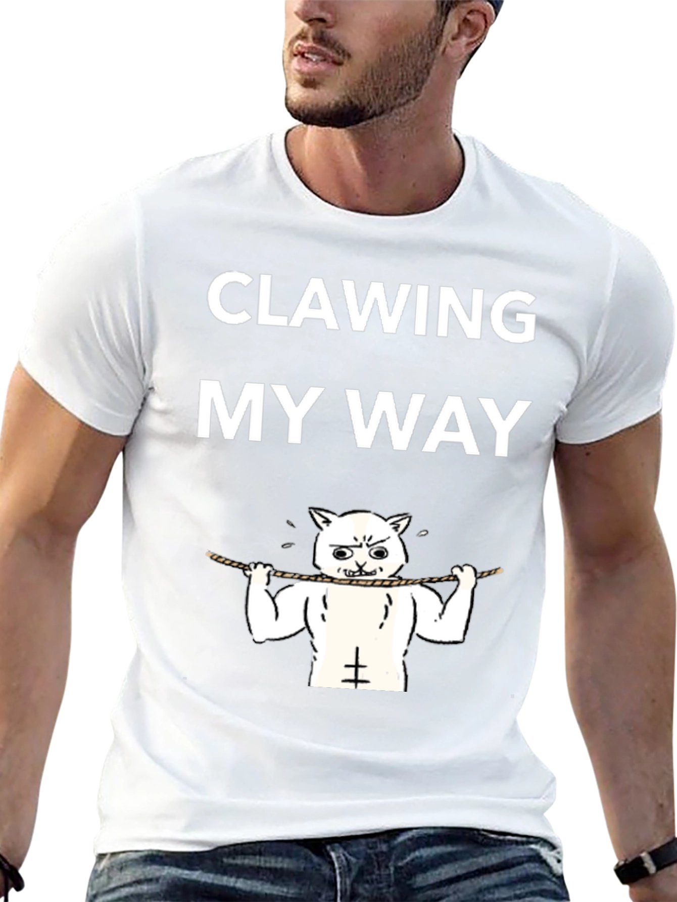 Clawing My Way Funny Cat Gym T-Shirt