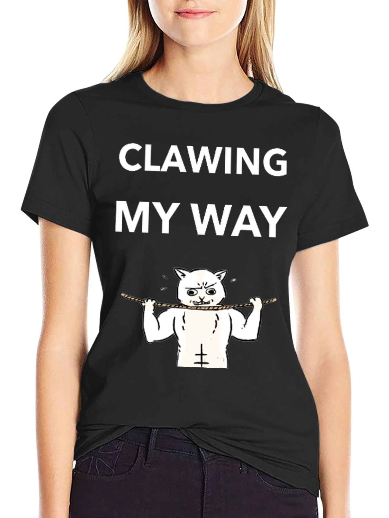 Clawing My Way Funny Cat Gym T-Shirt