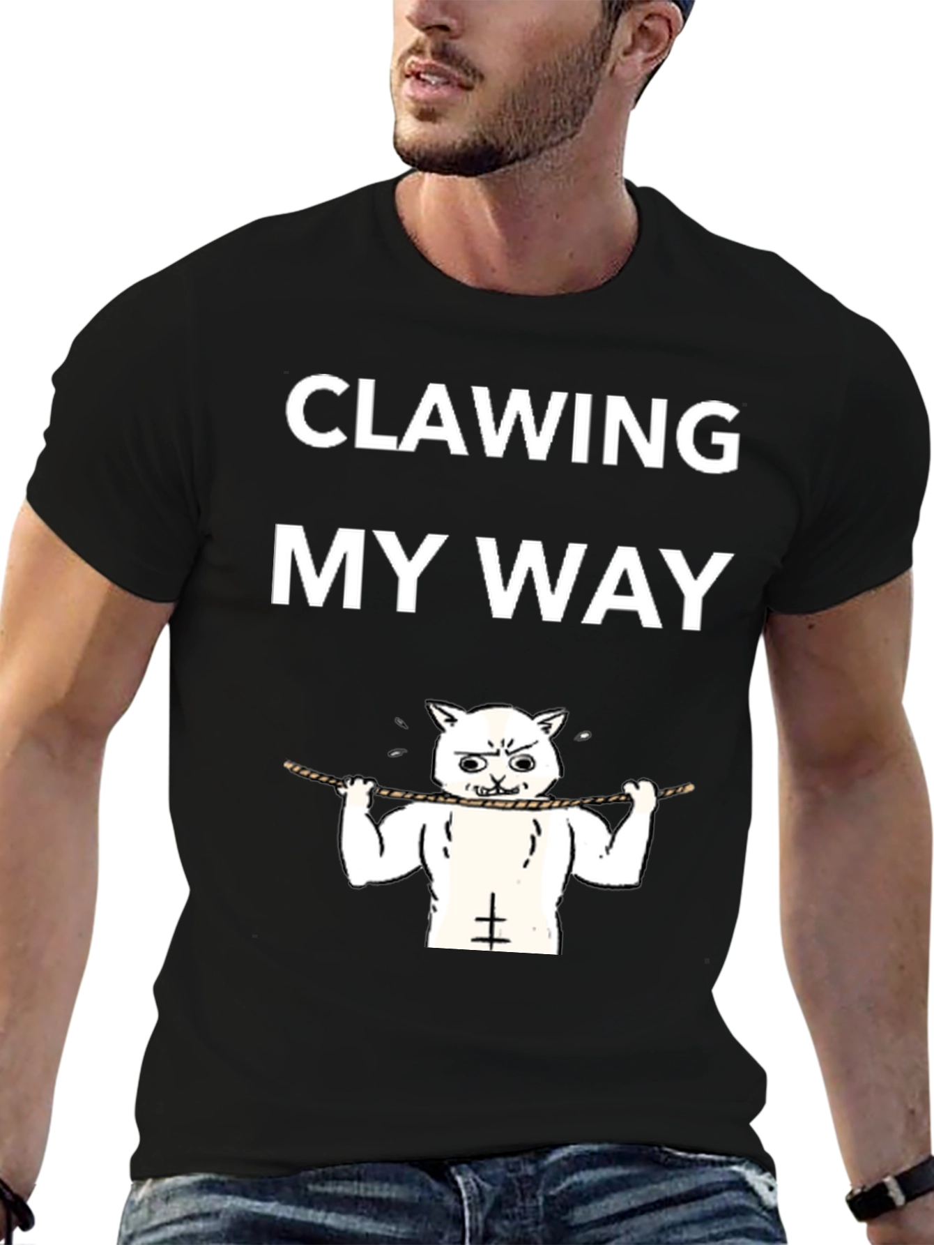 Clawing My Way Funny Cat Gym T-Shirt