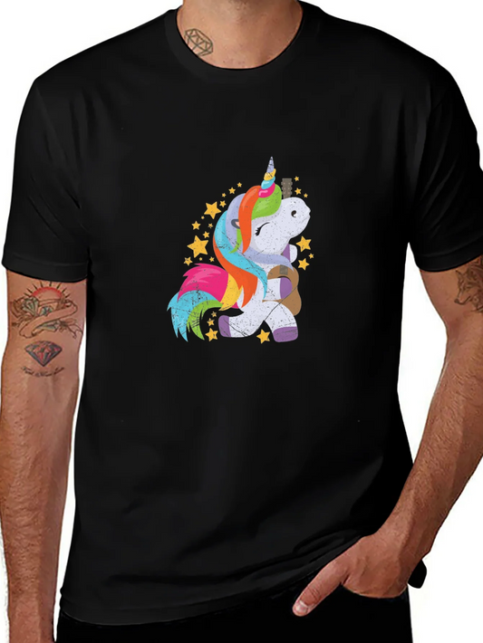 Unicorn Guitar Graphic Tee - Mens Black T-Shirt