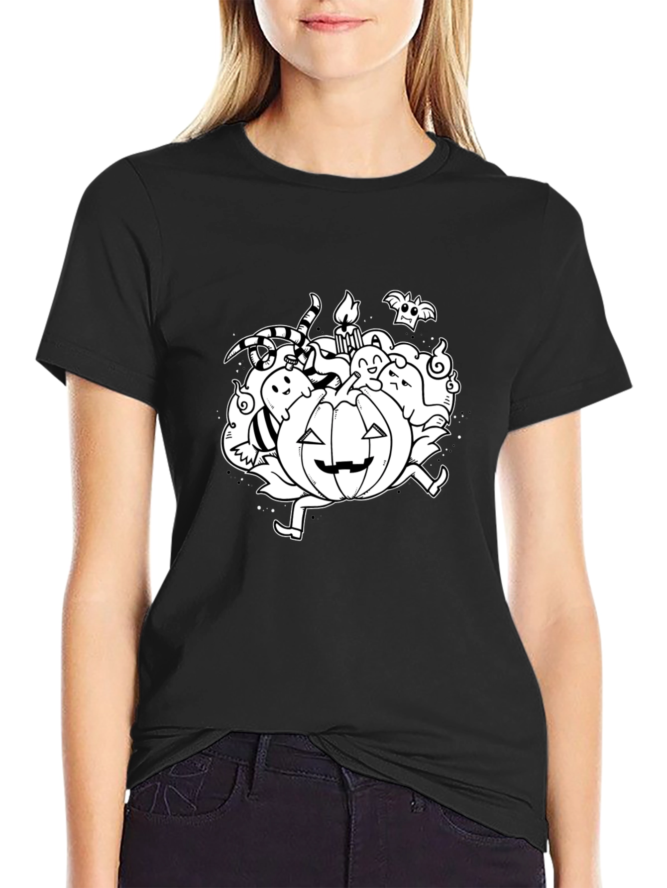 Halloween Pumpkin Doodle Graphic T-Shirt