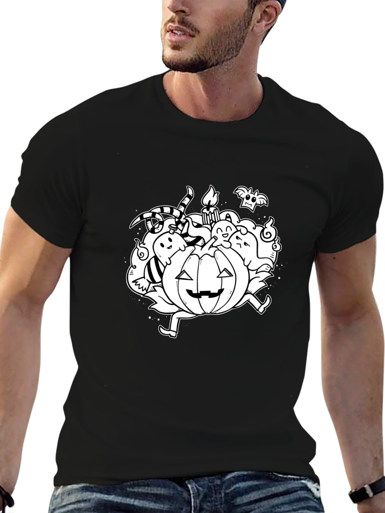 Halloween Pumpkin Doodle Graphic T-Shirt