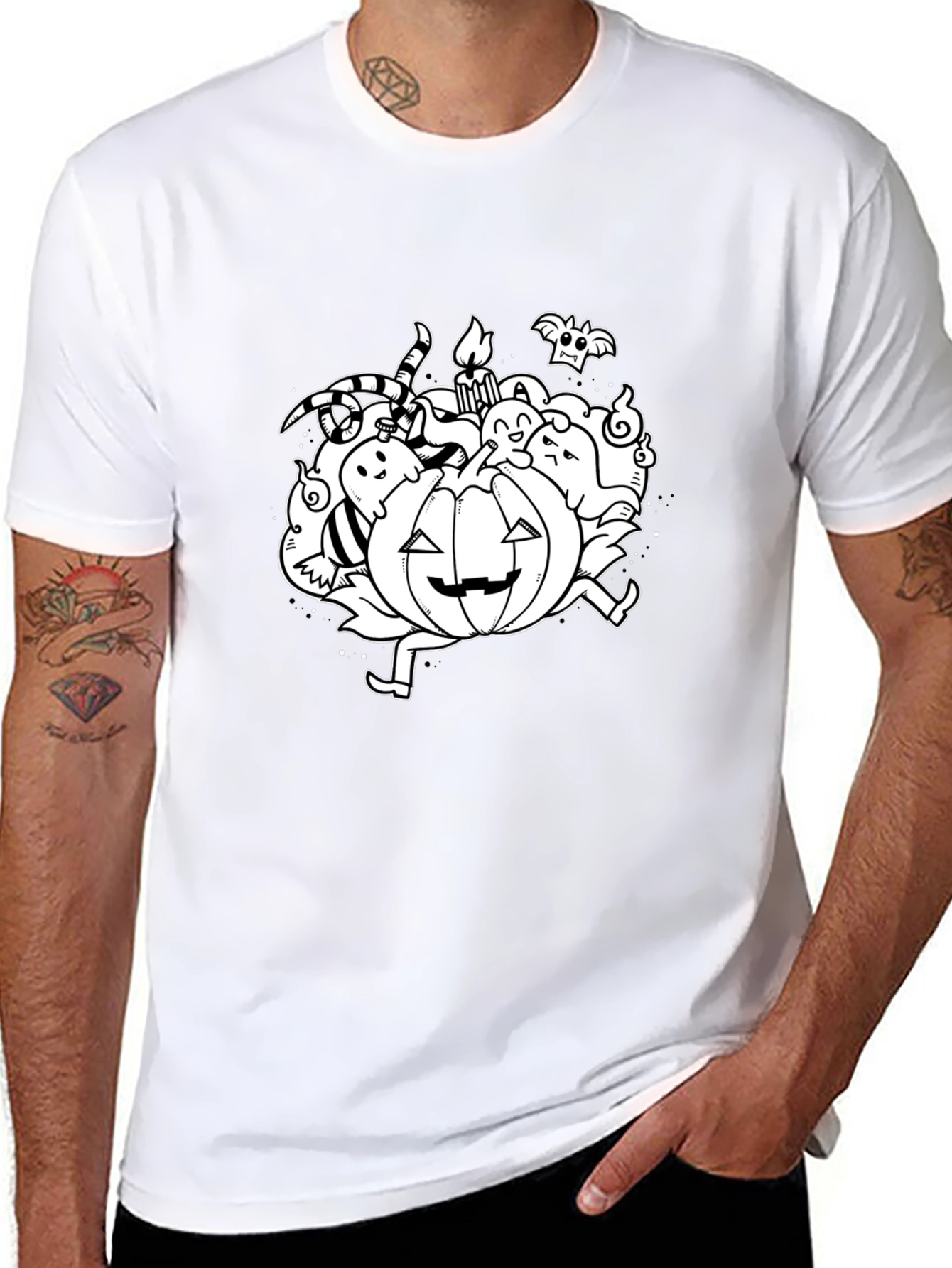 Halloween Pumpkin Doodle Graphic T-Shirt