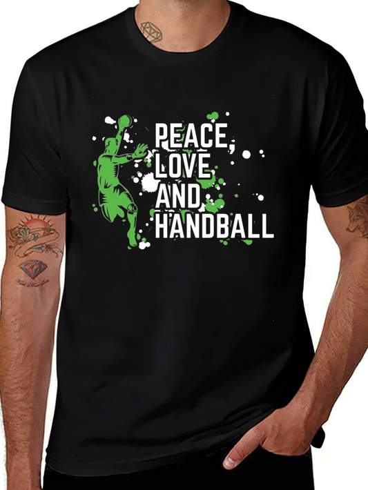 Peace Love and Handball Graphic T-Shirt