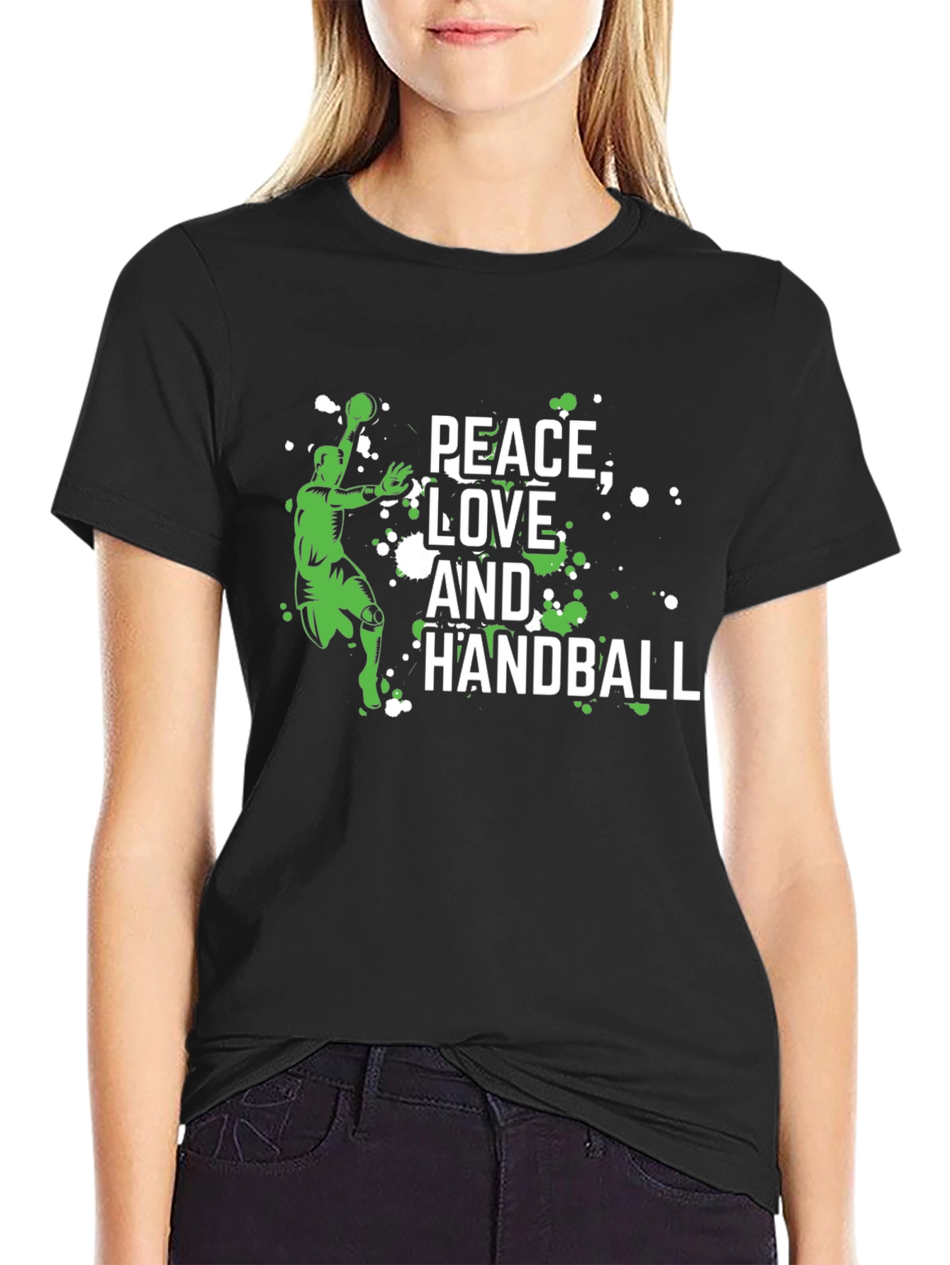 Peace Love and Handball Graphic T-Shirt