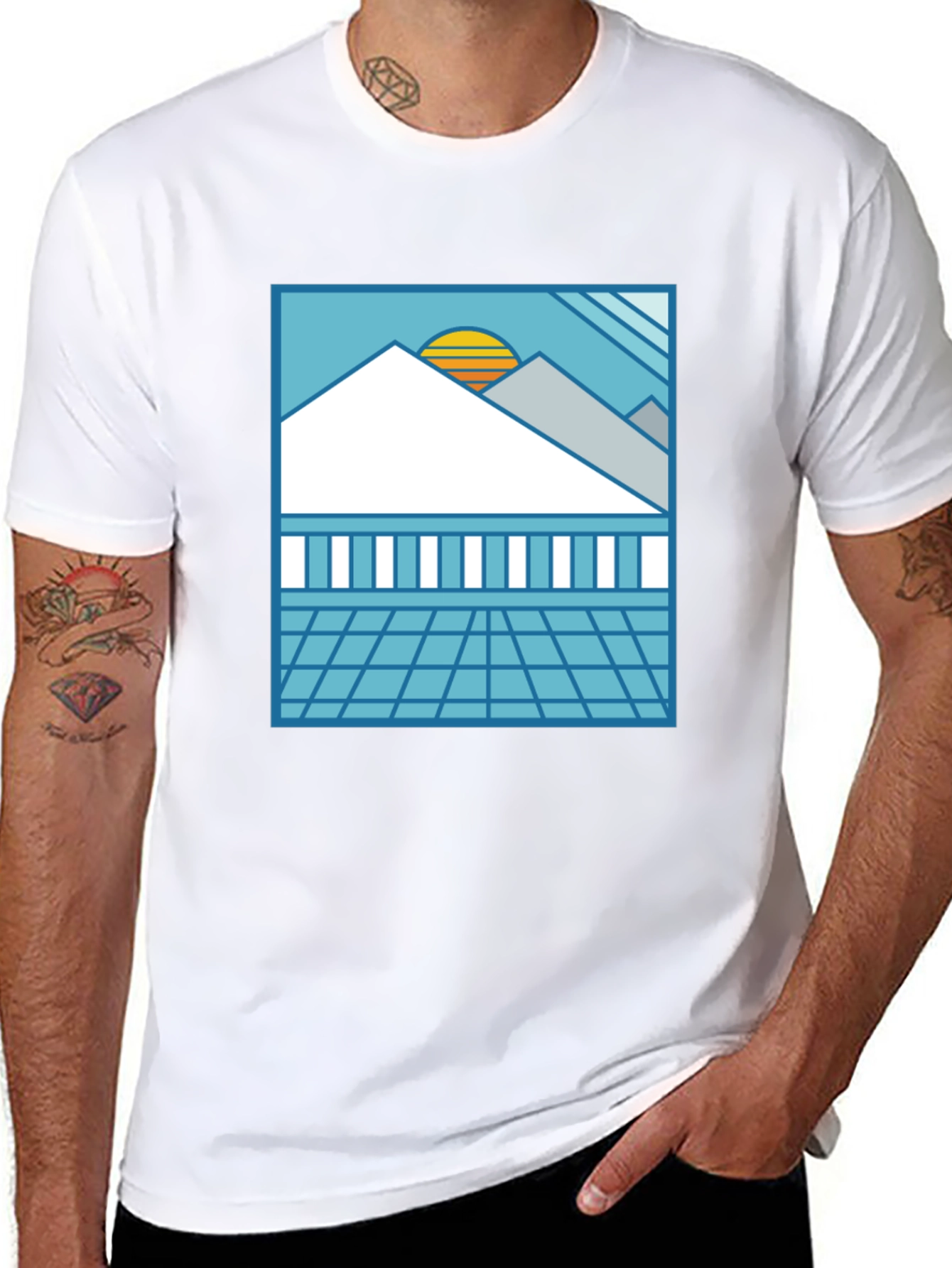 Synthwave Graphic Tee - Black Retro Sunset T-Shirt