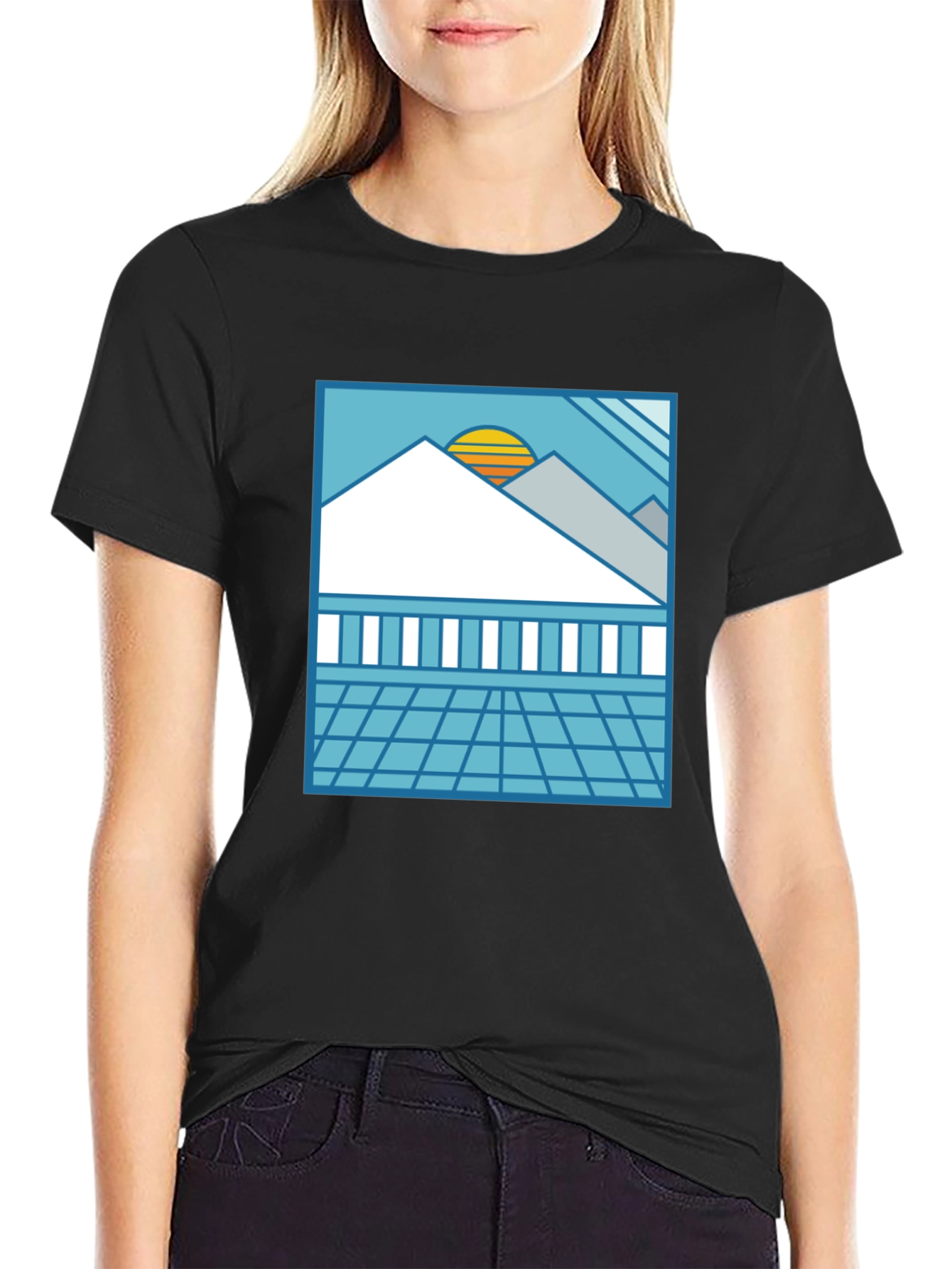 Synthwave Graphic Tee - Black Retro Sunset T-Shirt