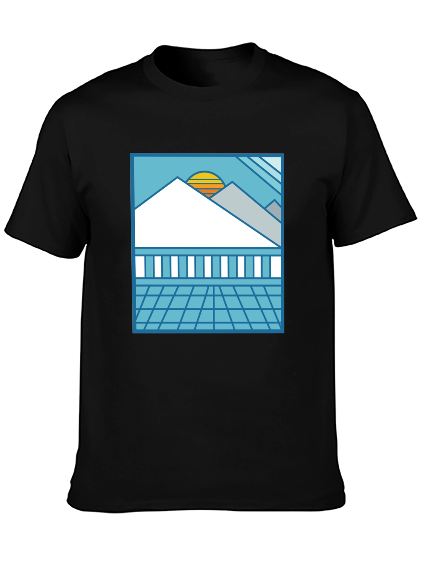 Synthwave Graphic Tee - Black Retro Sunset T-Shirt