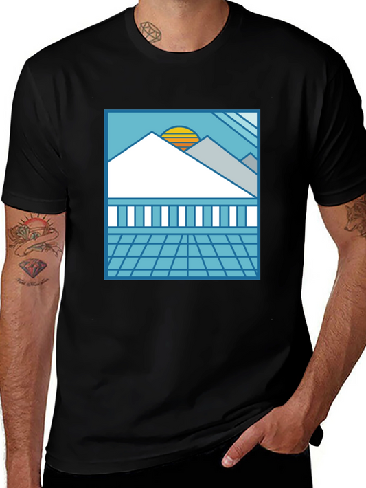 Synthwave Graphic Tee - Black Retro Sunset T-Shirt