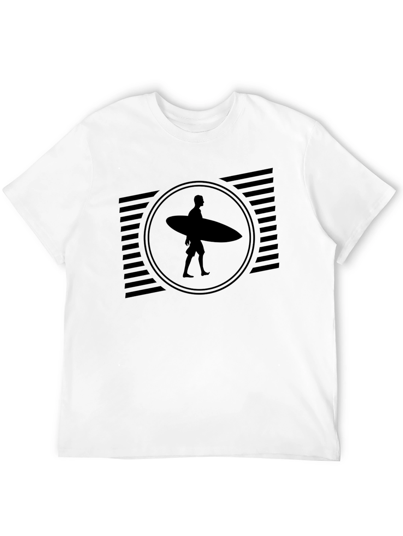 Stylish Black Graphic Tee - Surfer Design