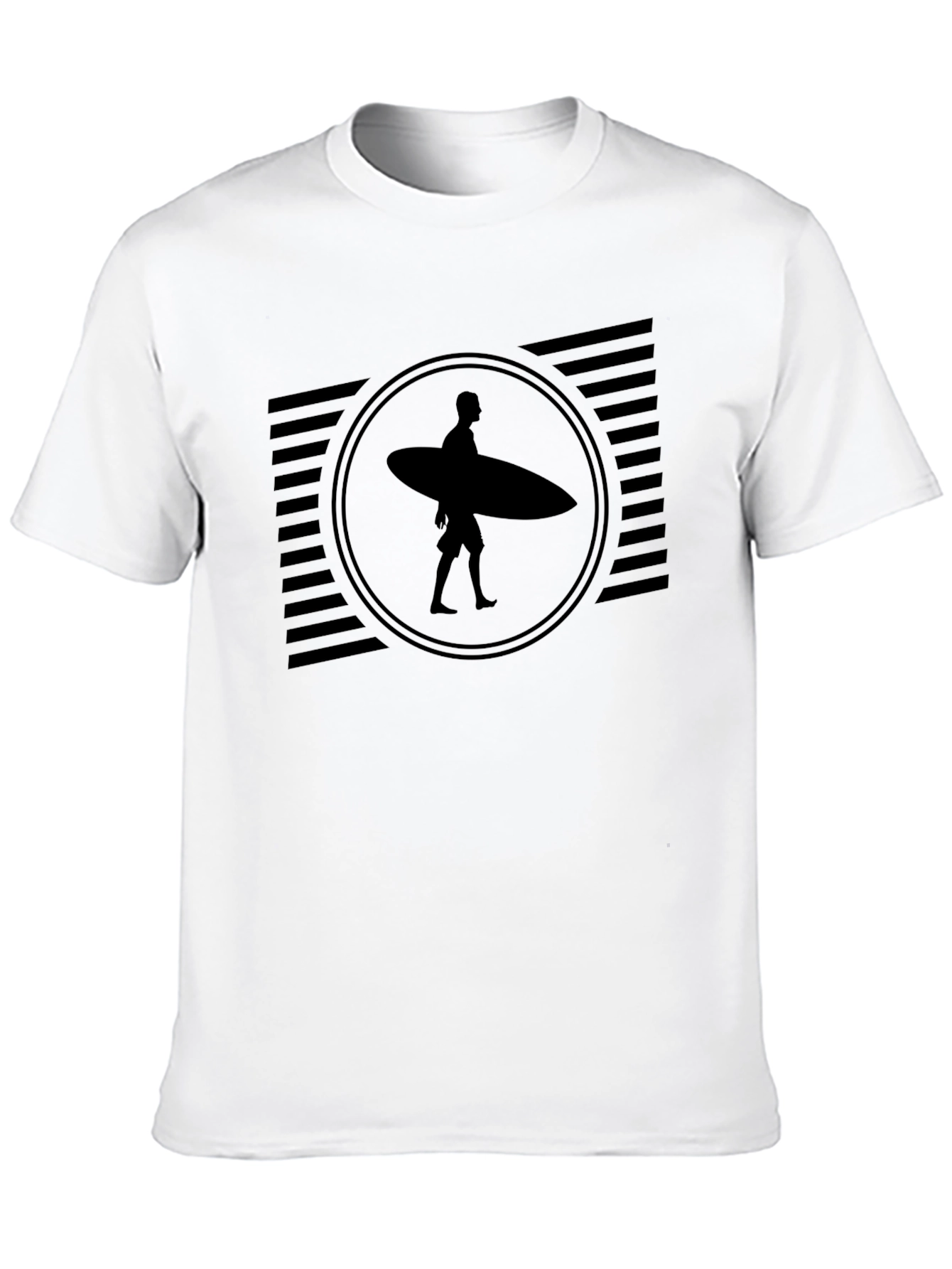 Stylish Black Graphic Tee - Surfer Design