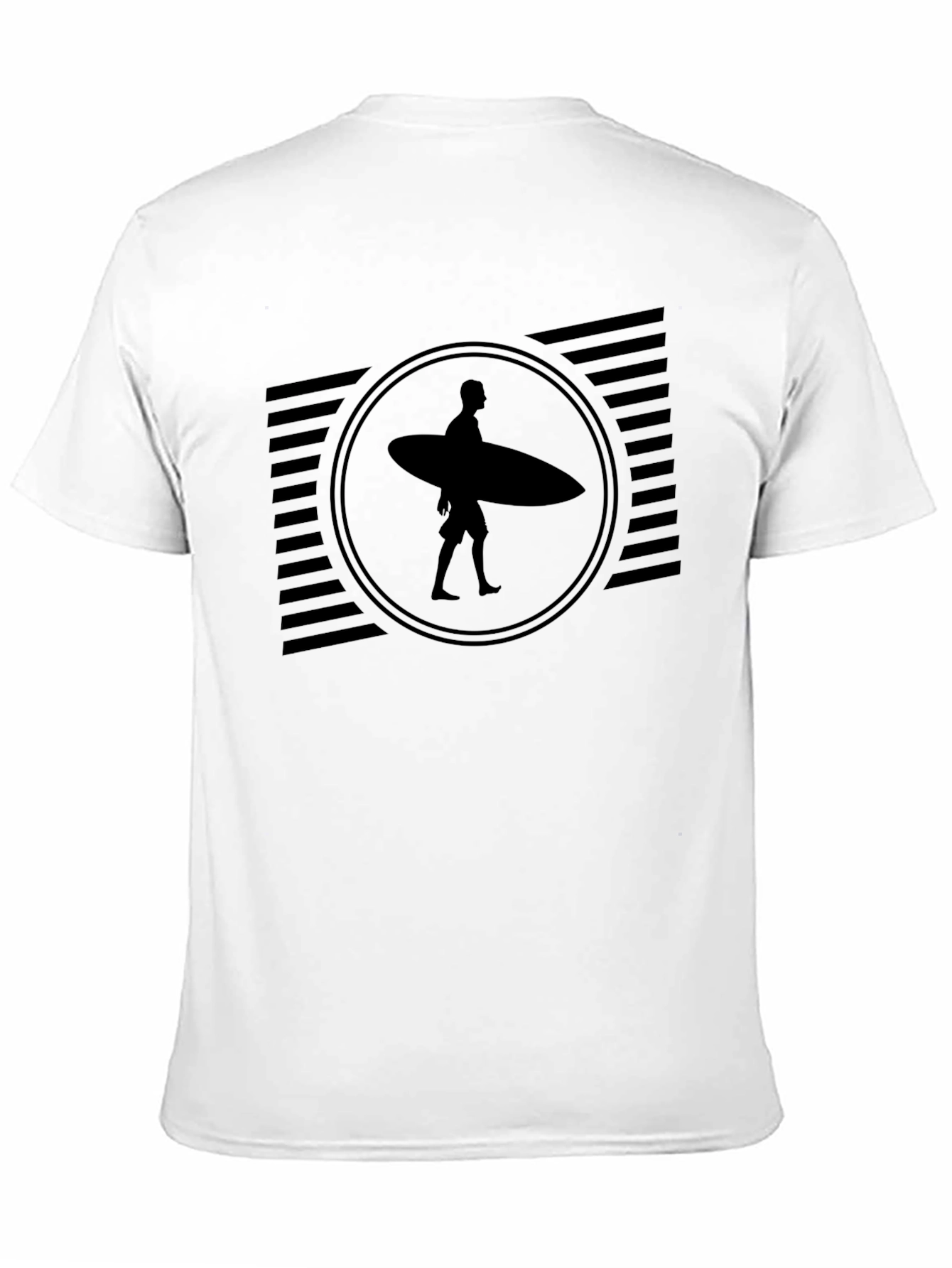 Stylish Black Graphic Tee - Surfer Design