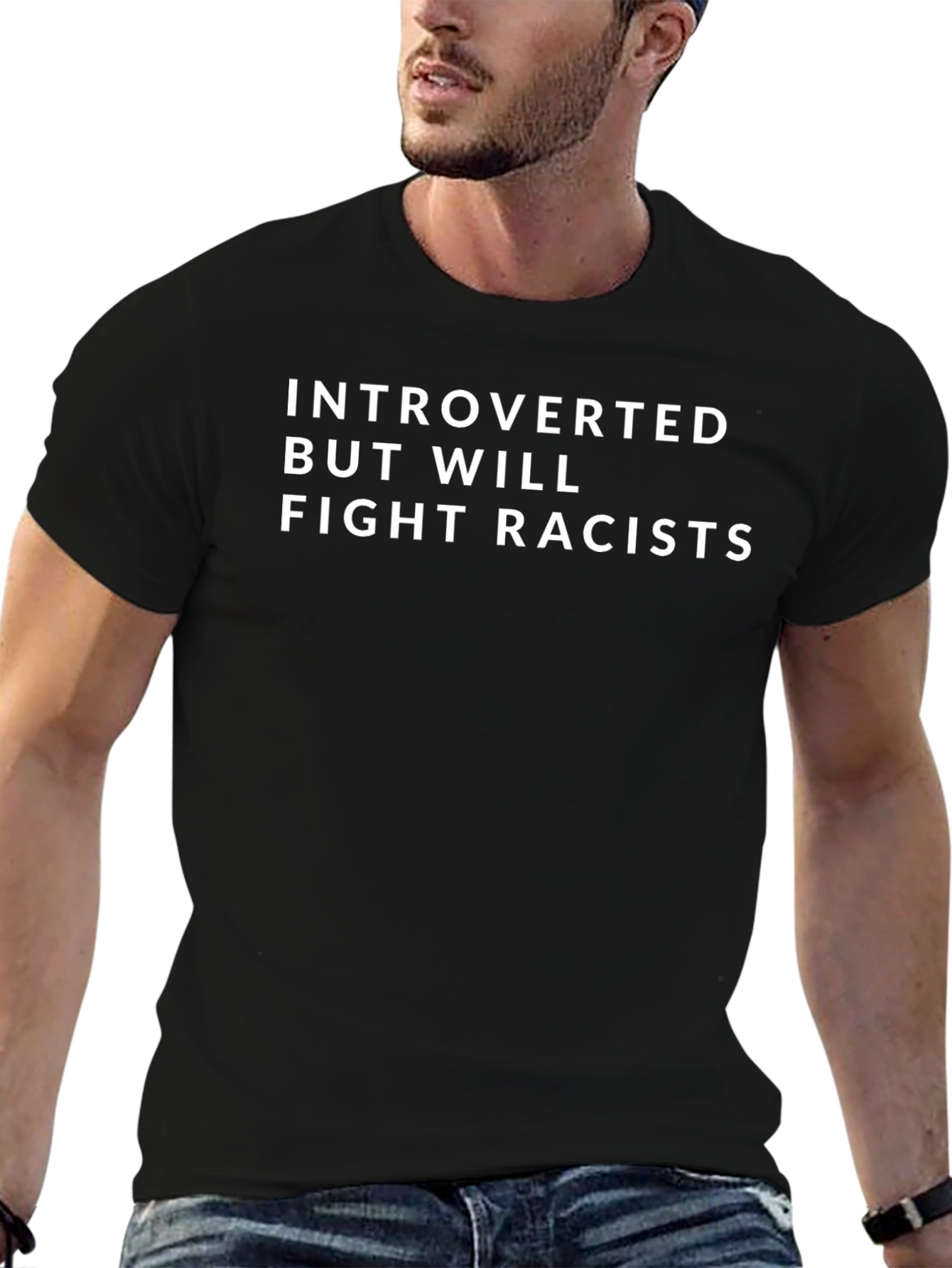 Introverted Fight Racists Black T-Shirt