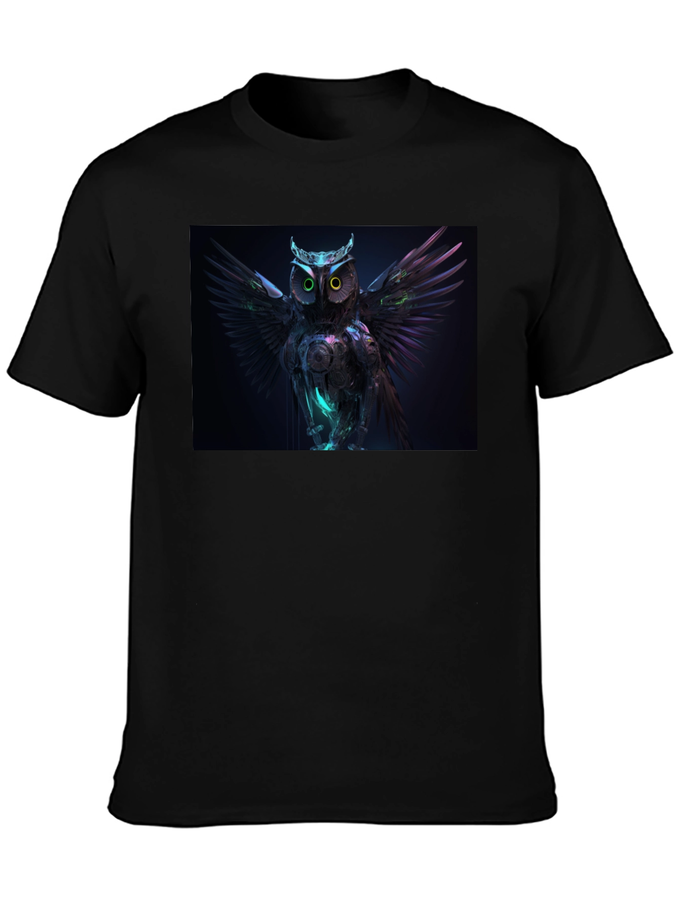 Cyber Owl Graphic Black T-Shirt