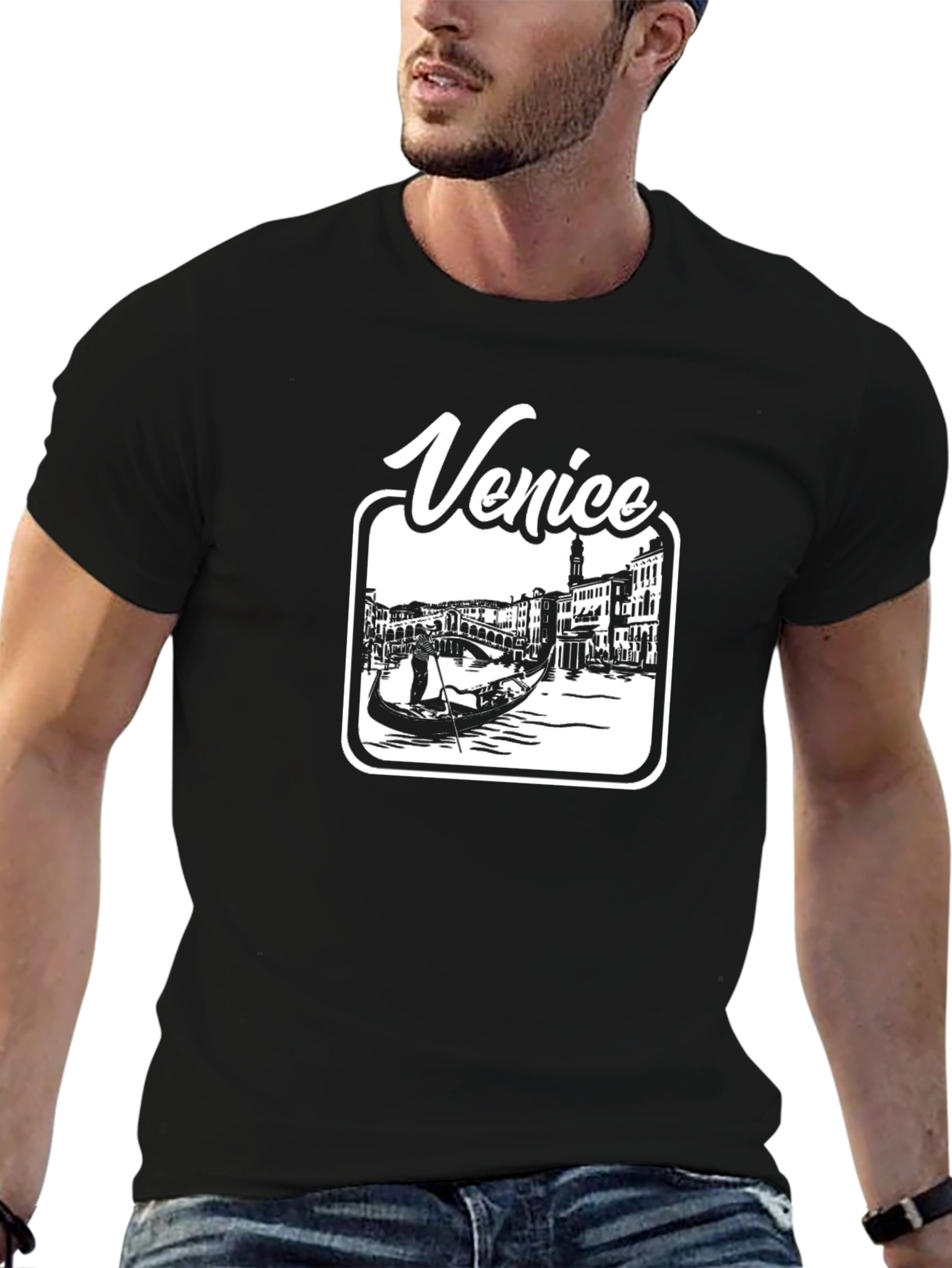 Venice Gondola Black T-Shirt